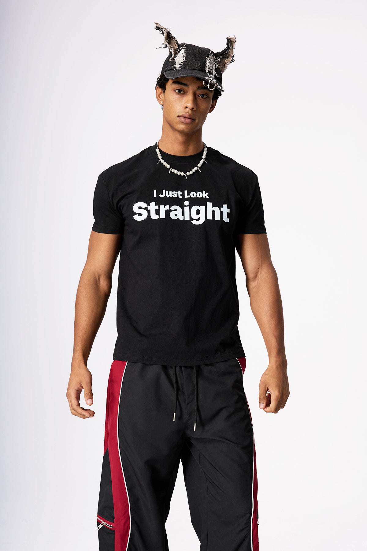 Pure Hue Letter Print Top Black