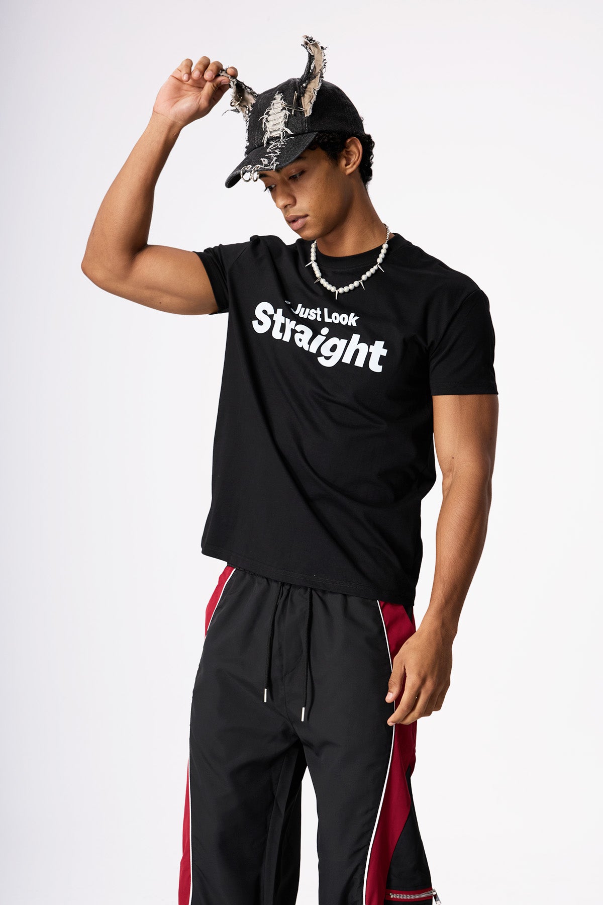 Pure Hue Letter Print Top Black