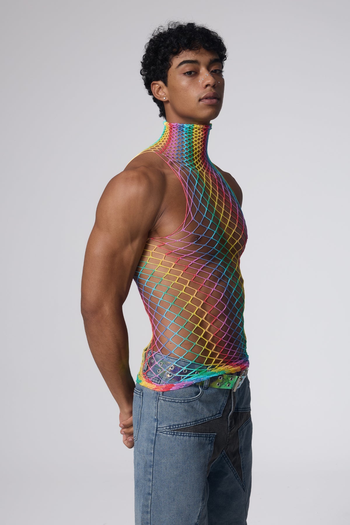 Queer Flash Net Cutout Top