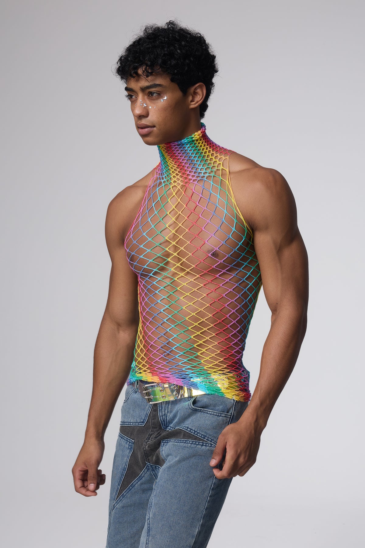 Queer Flash Net Cutout Top