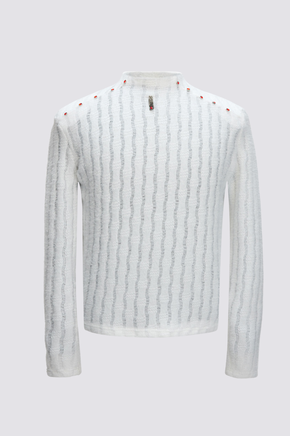 Quiet Density Rhinestone Long Sleeve Top White