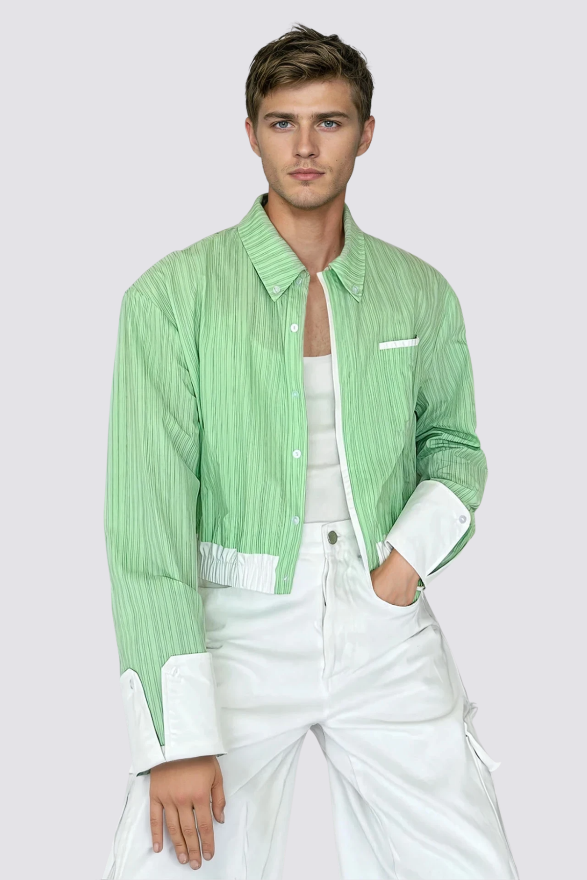 Quiet Flex Long Sleeve Crop Shirt Green