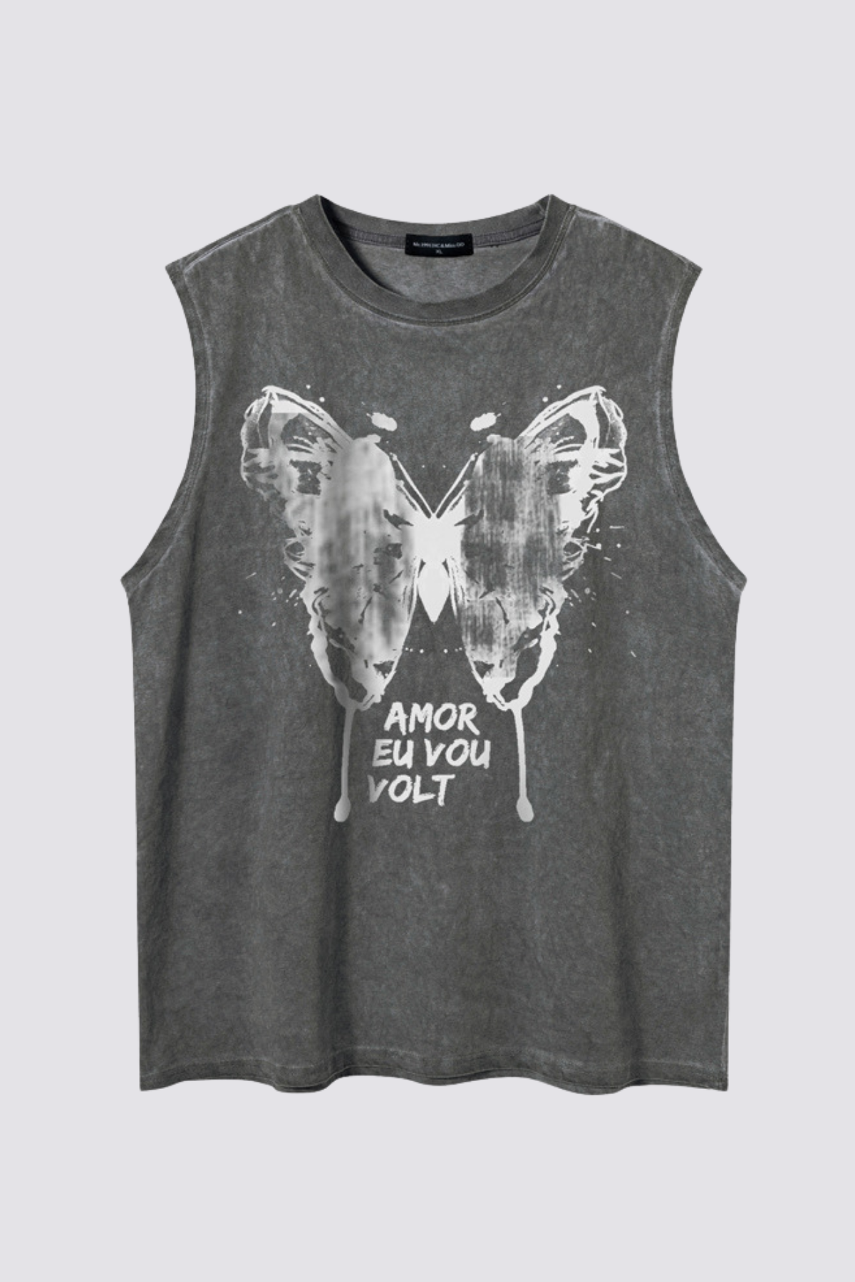 Quiet Line Butterfly Sleeveless Top Grey