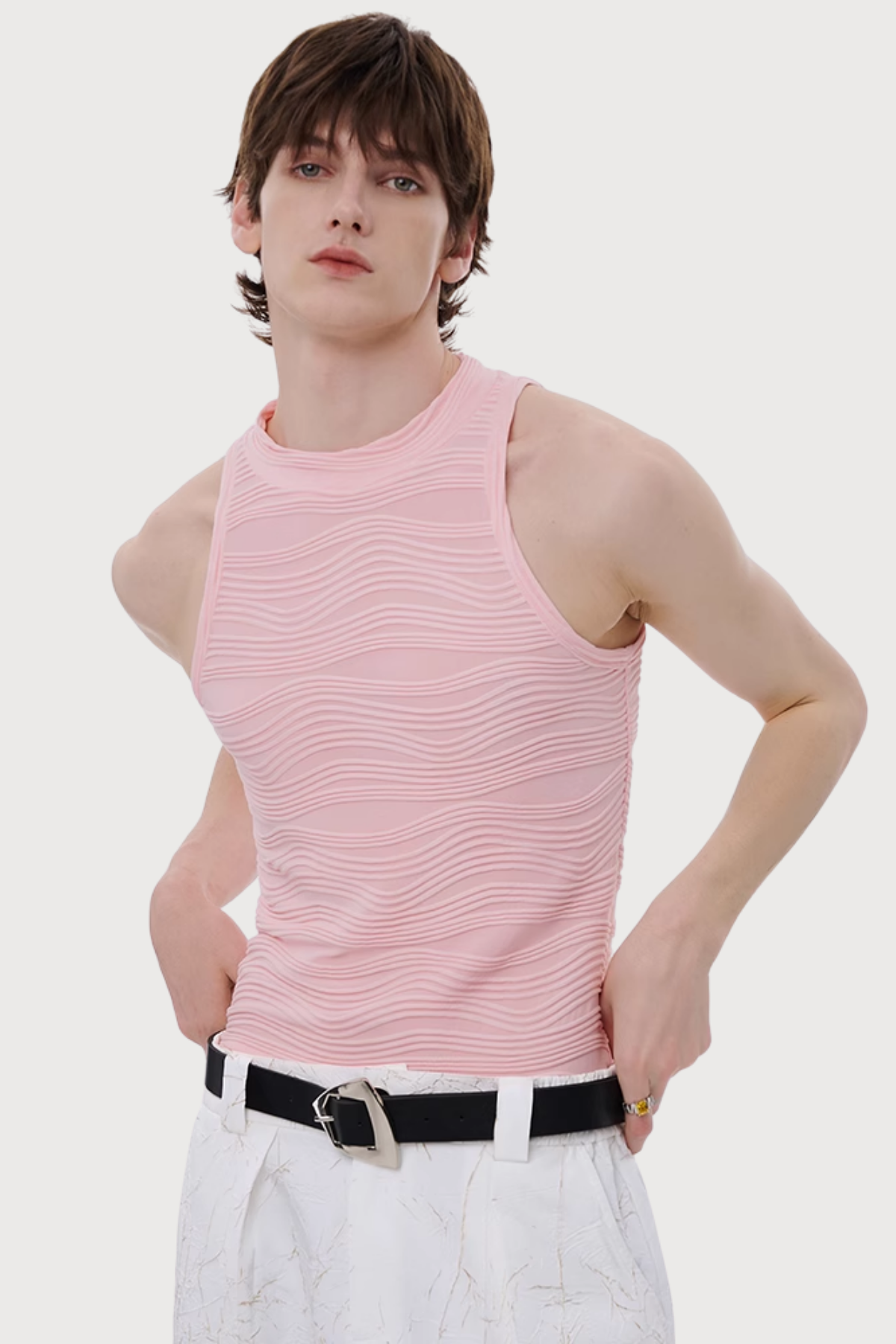 Quiet Voice Embroidered Vest Pink