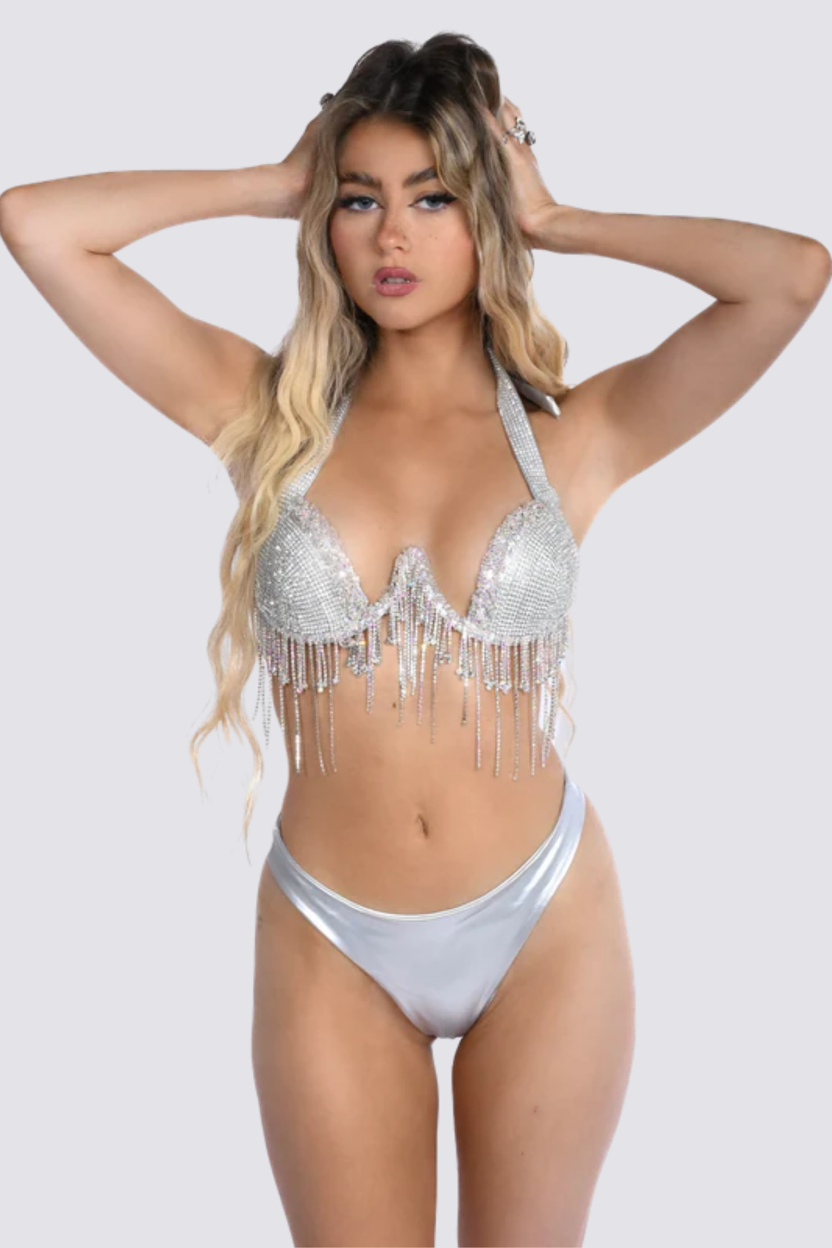 Radiant Glow Fringe Diamond Top Silver