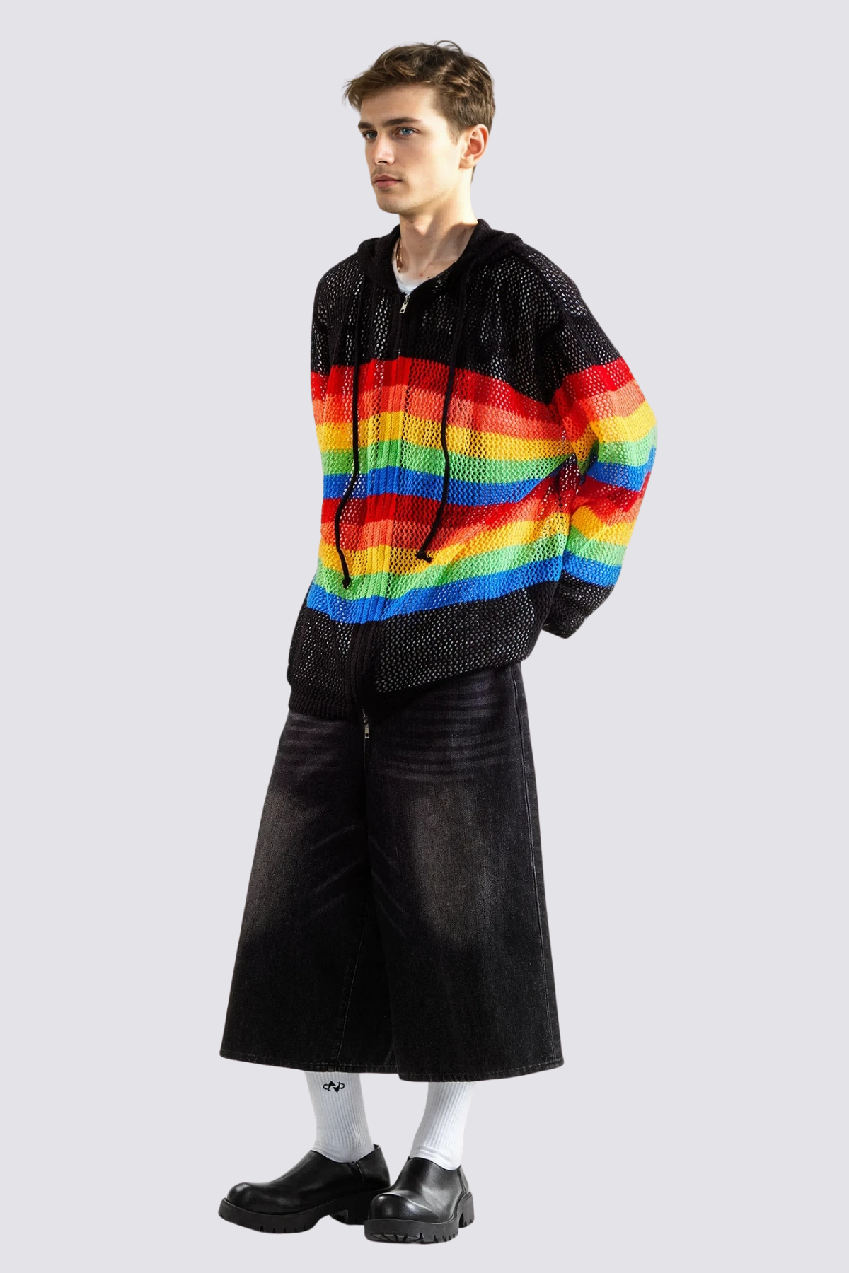 Radiant March Knit Cutout Hoodie Black