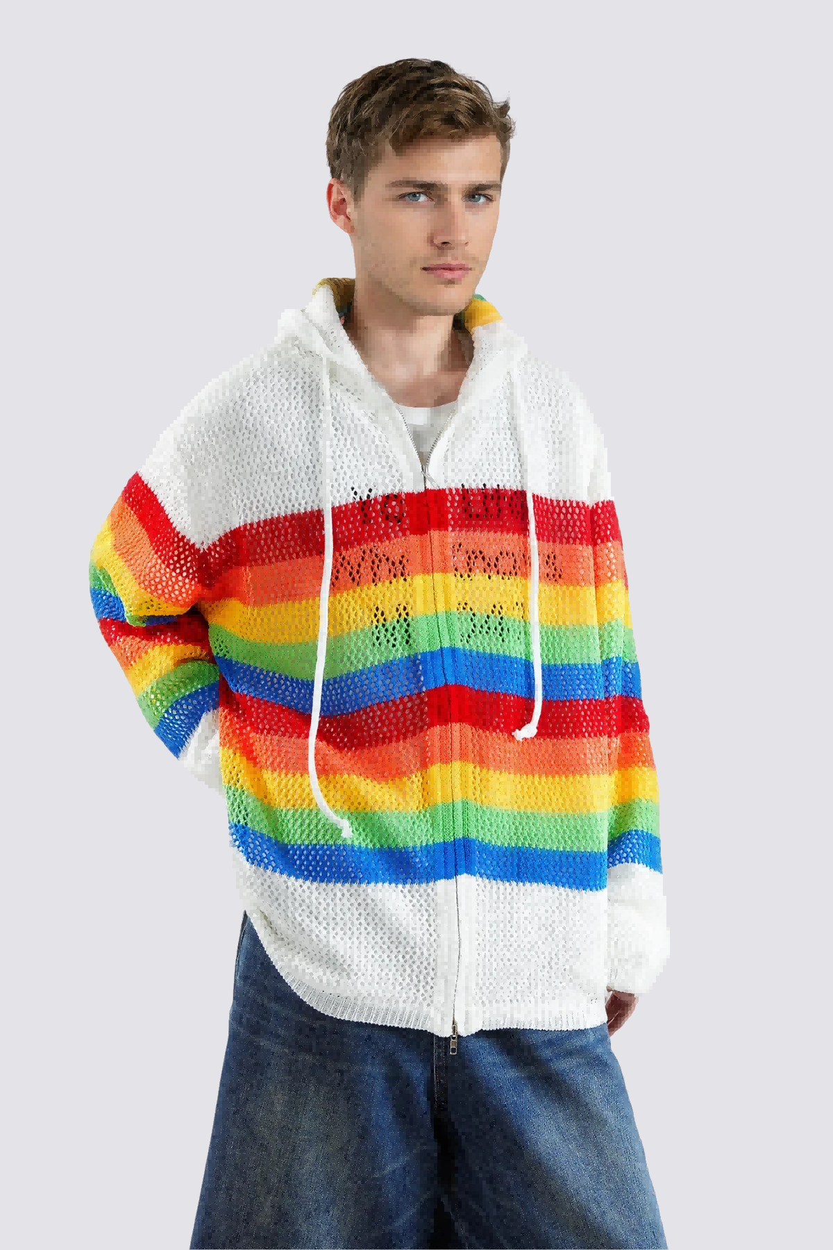 Radiant March Knit Cutout Hoodie White