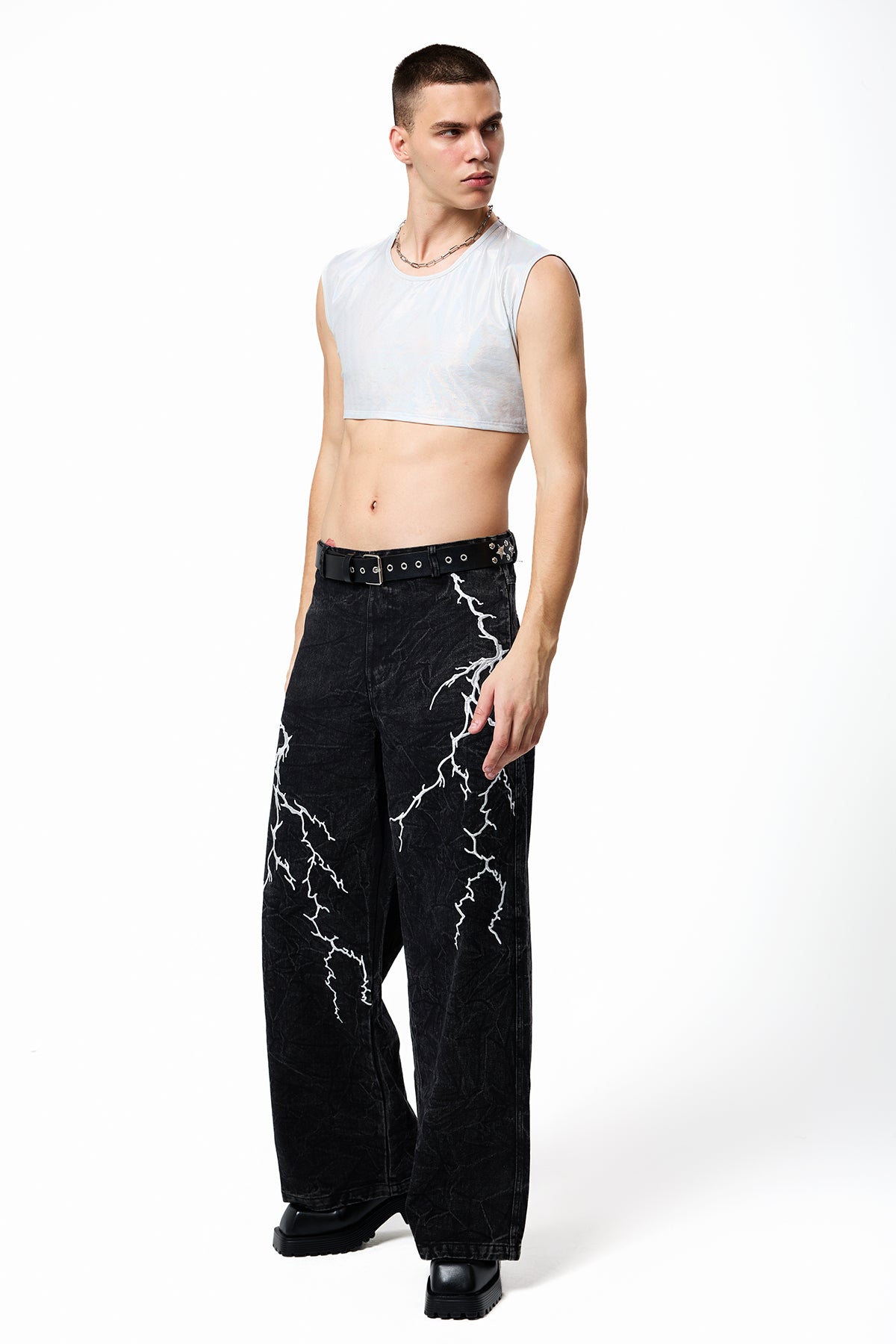 Radiant Shell Sleeveless Leather Crop Top