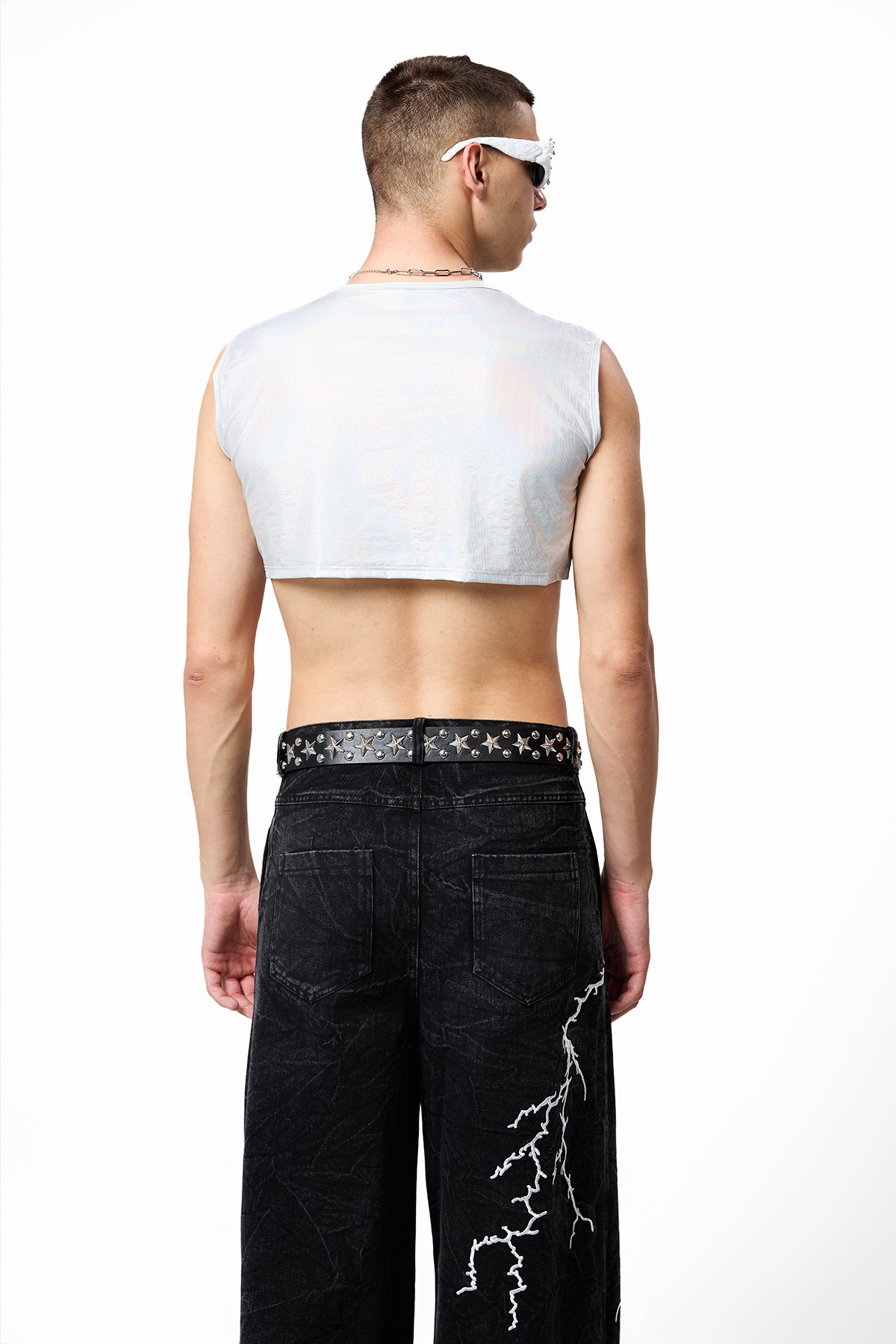 Radiant Shell Sleeveless Leather Crop Top