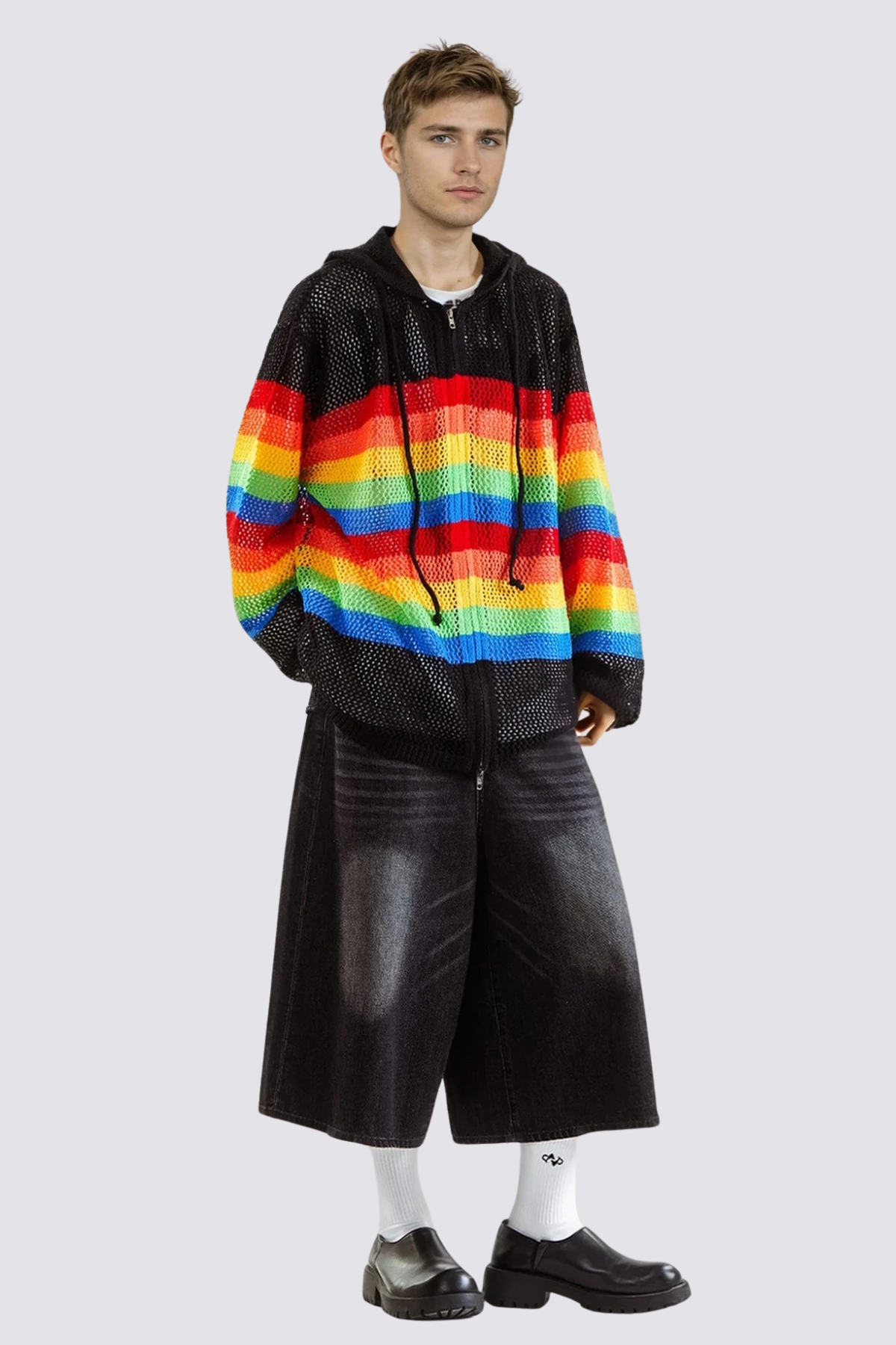 Radiant March Knit Cutout Hoodie Black