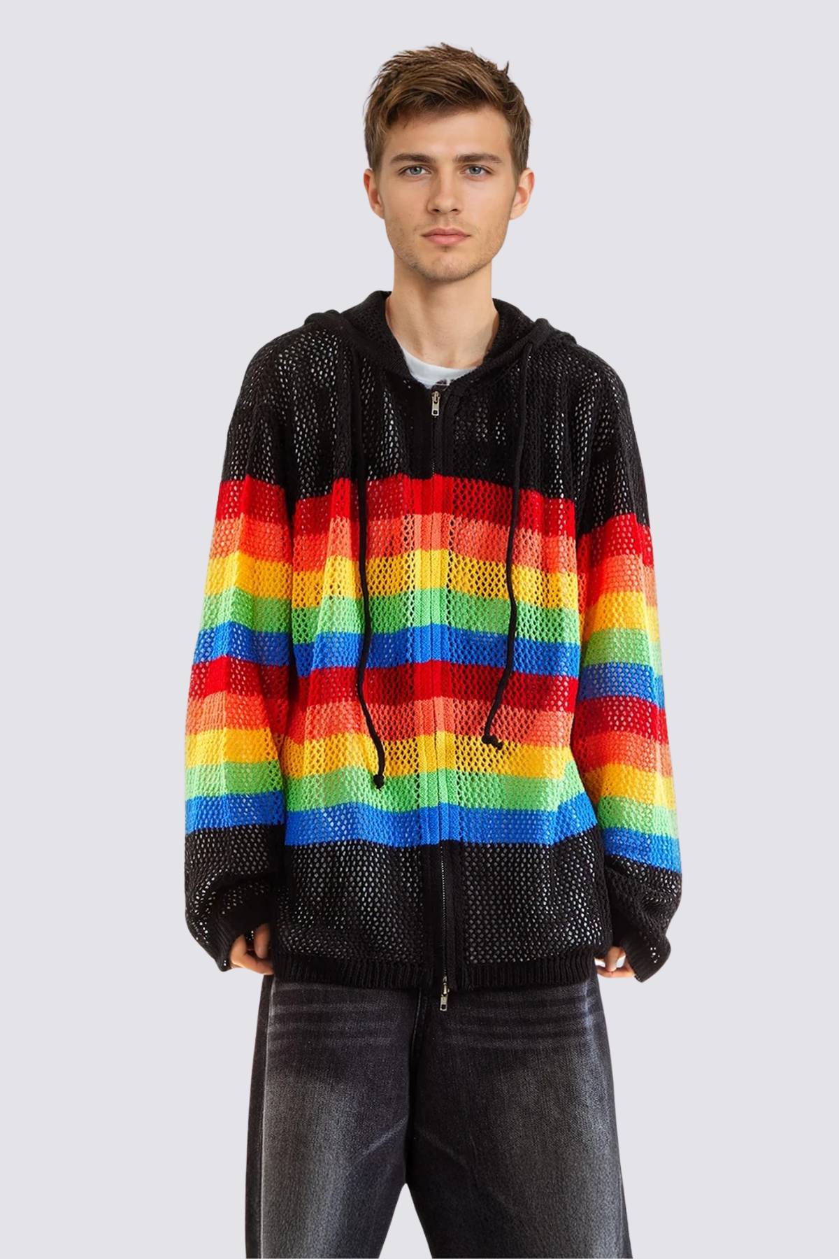 Radiant March Knit Cutout Hoodie Black