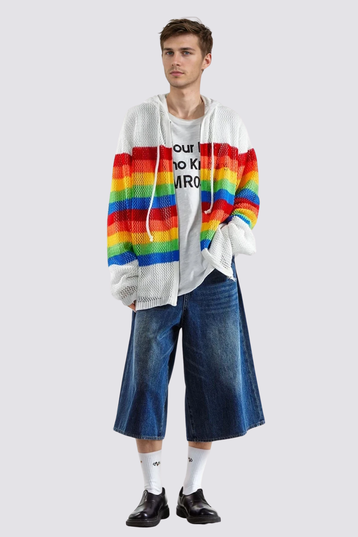 Radiant March Knit Cutout Hoodie White