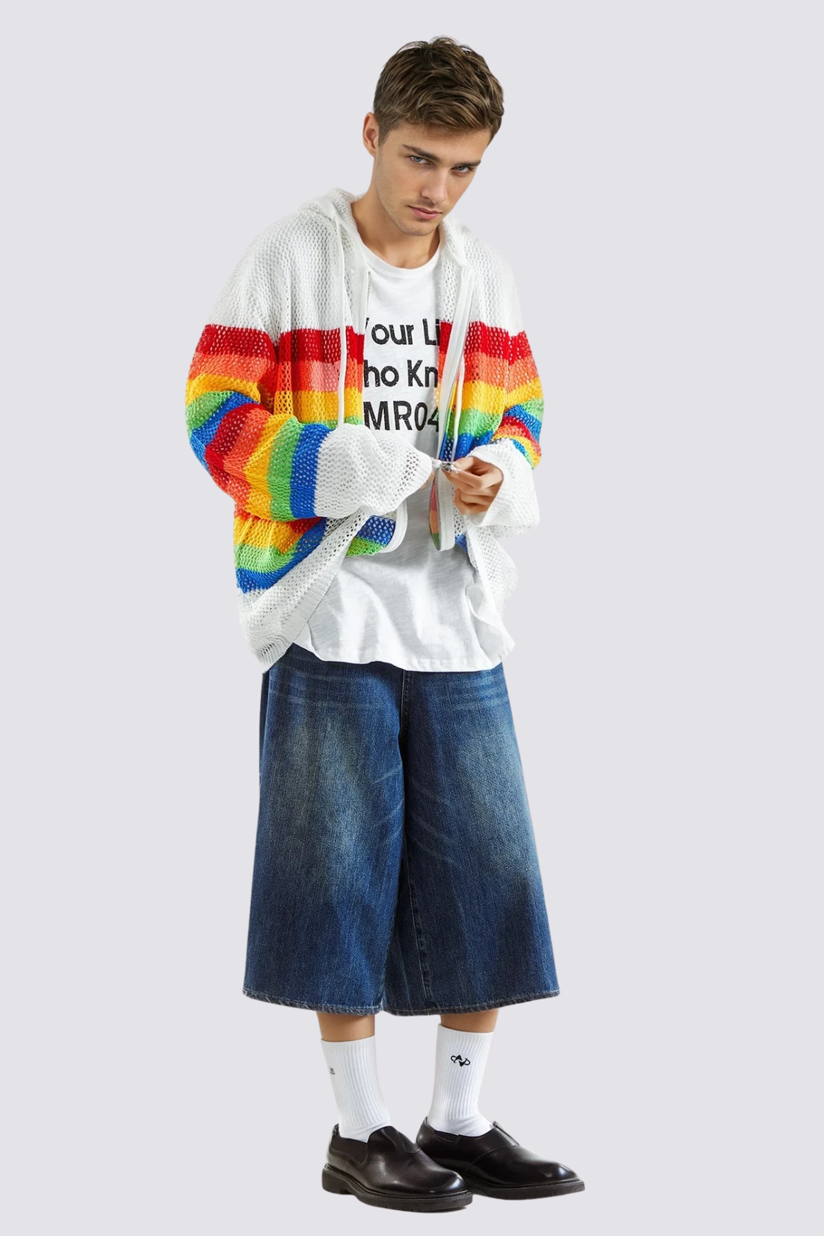 Radiant March Knit Cutout Hoodie White