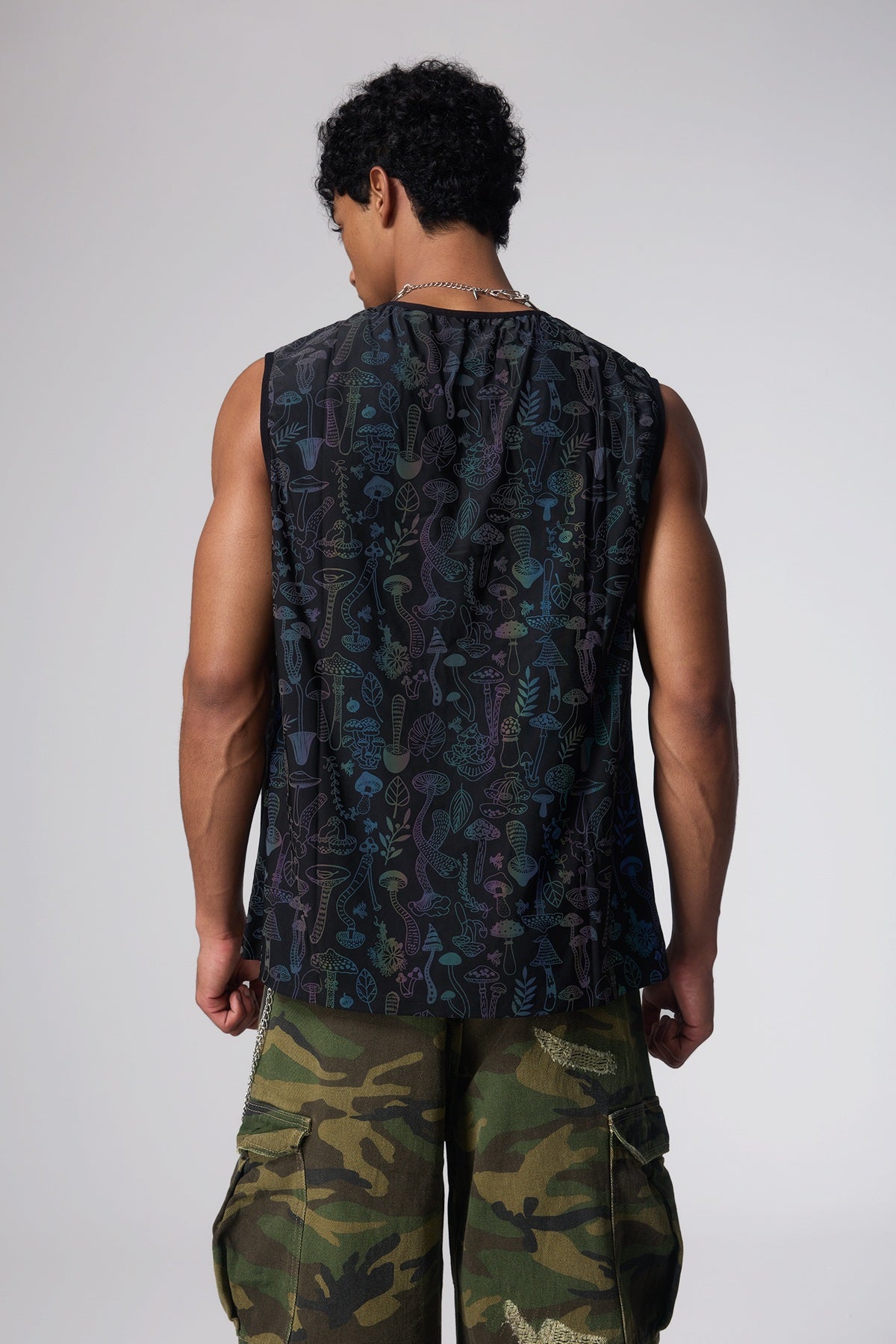 Radiate Beam Mushroom Reflective Sleeveless Top