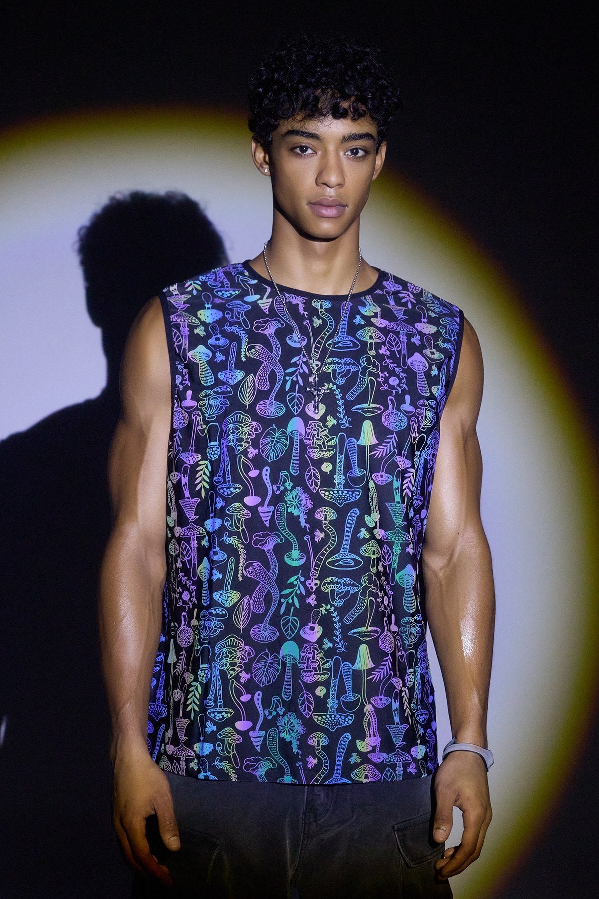 Radiate Beam Mushroom Reflective Sleeveless Top