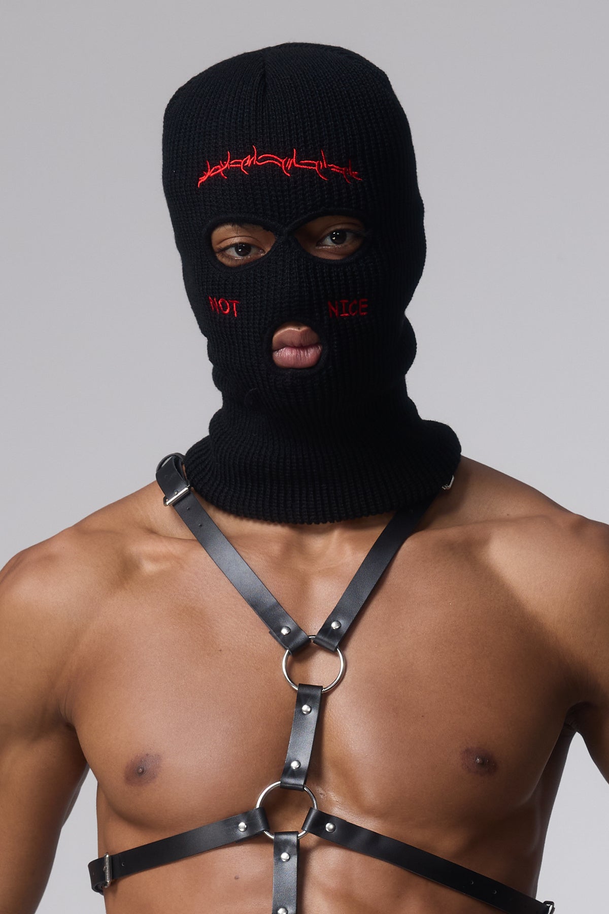 Rail Dome Letter Knit Balaclava