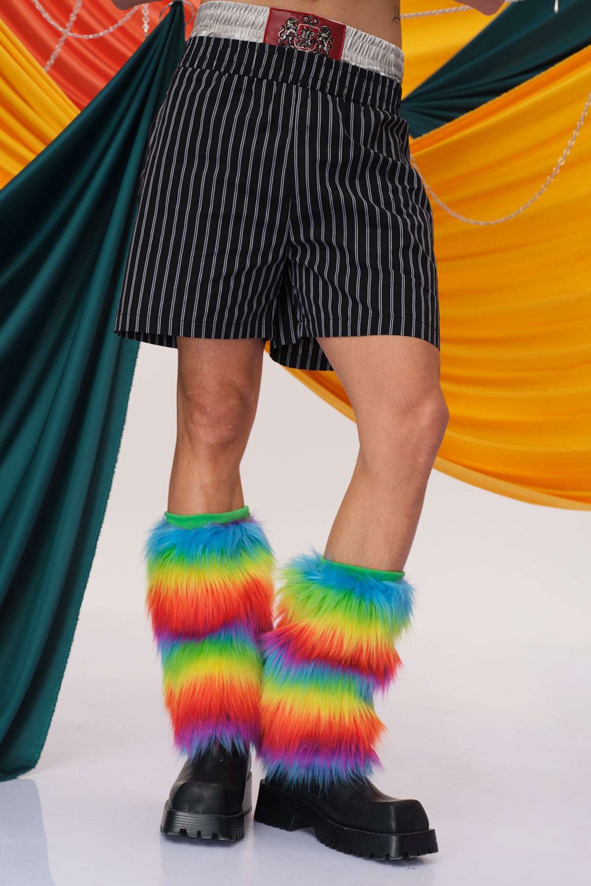Rainbow Shine Faux Fur Leg Warmers