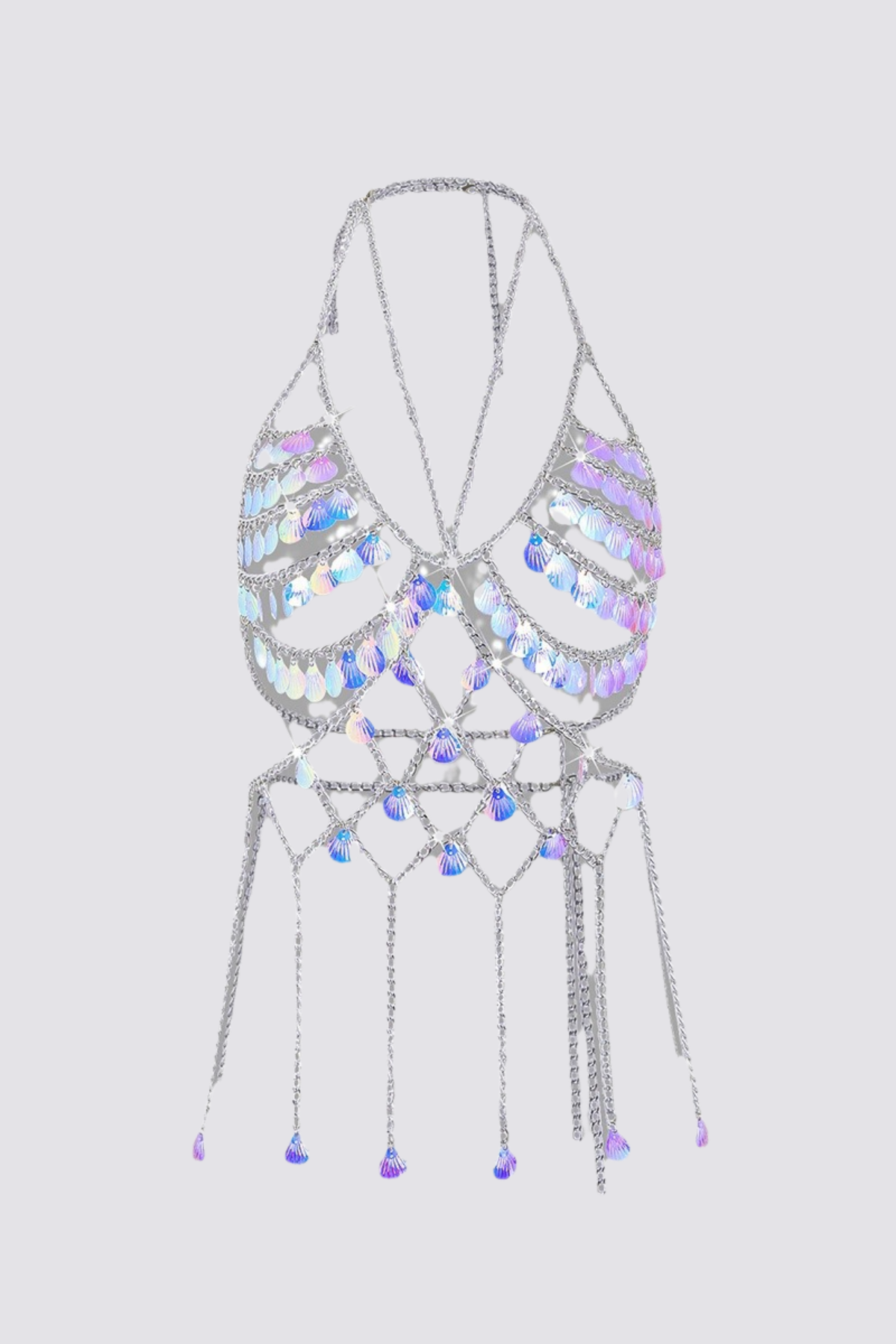 Rainbow Charm Sequin Chest Chain