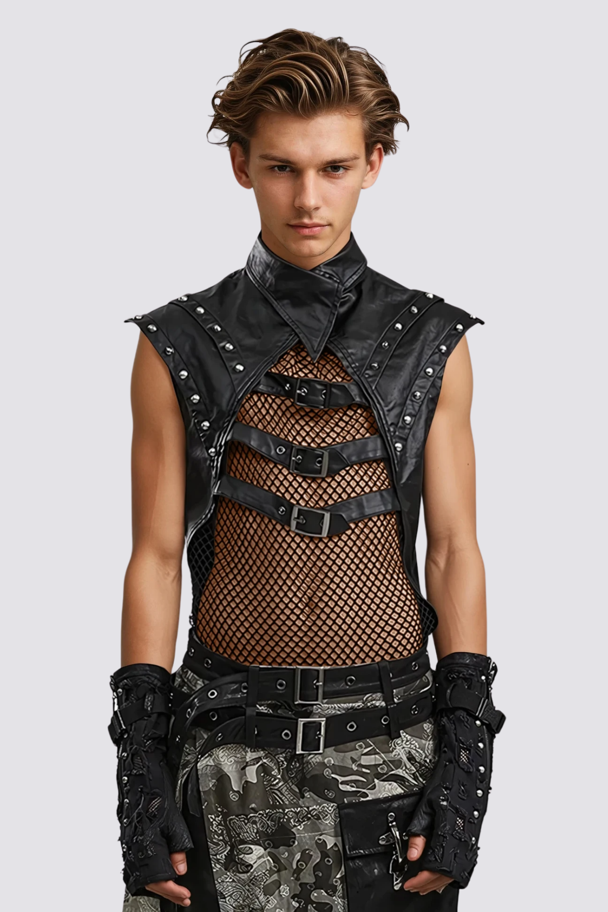 Raven Layer Fishnet Vest
