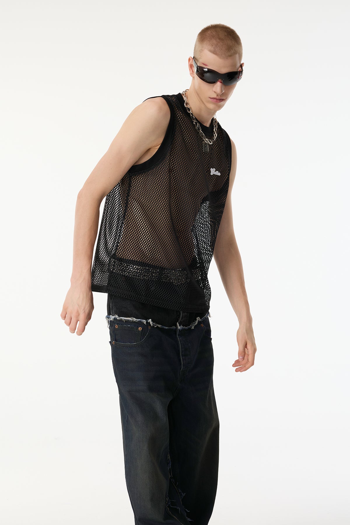 Raven Sheet Cutout Sleeveless Top Black