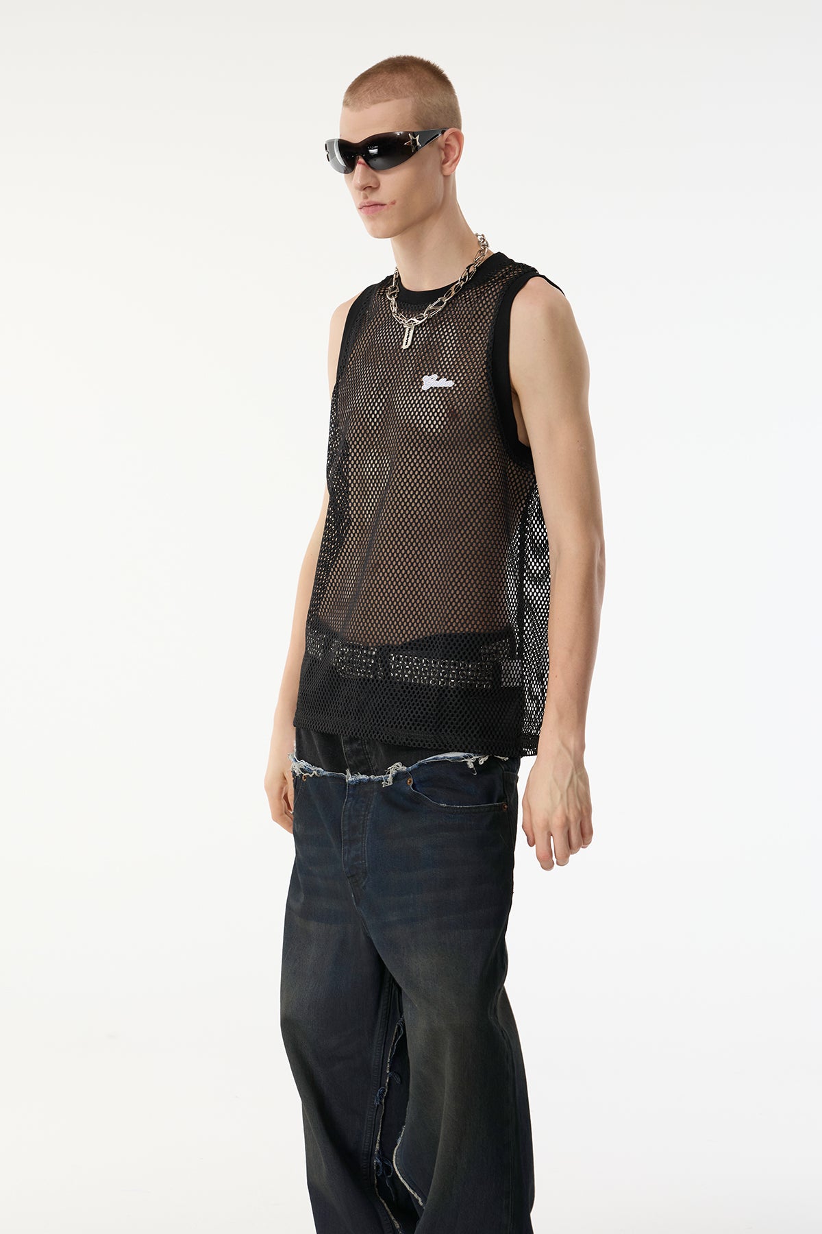 Raven Sheet Cutout Sleeveless Top Black