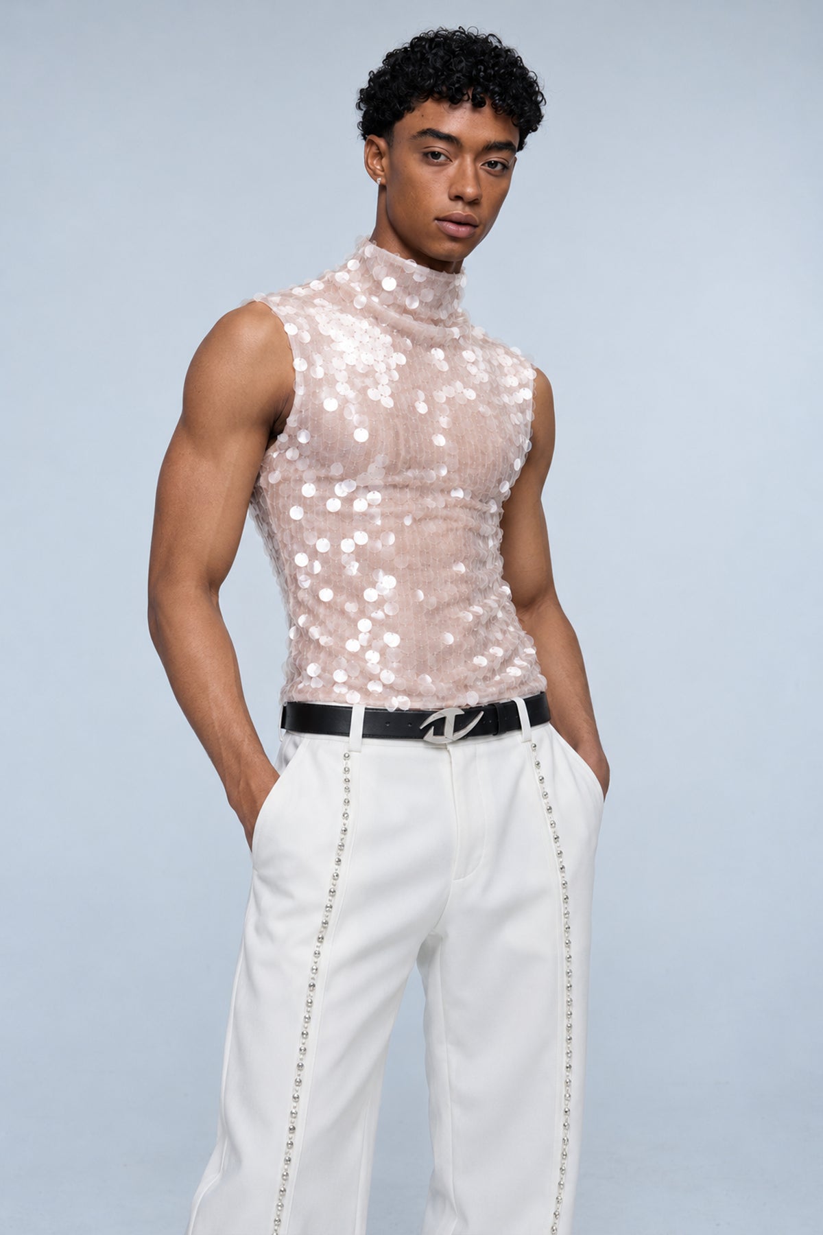 Raw Resistance Sequin Sleeveless Top