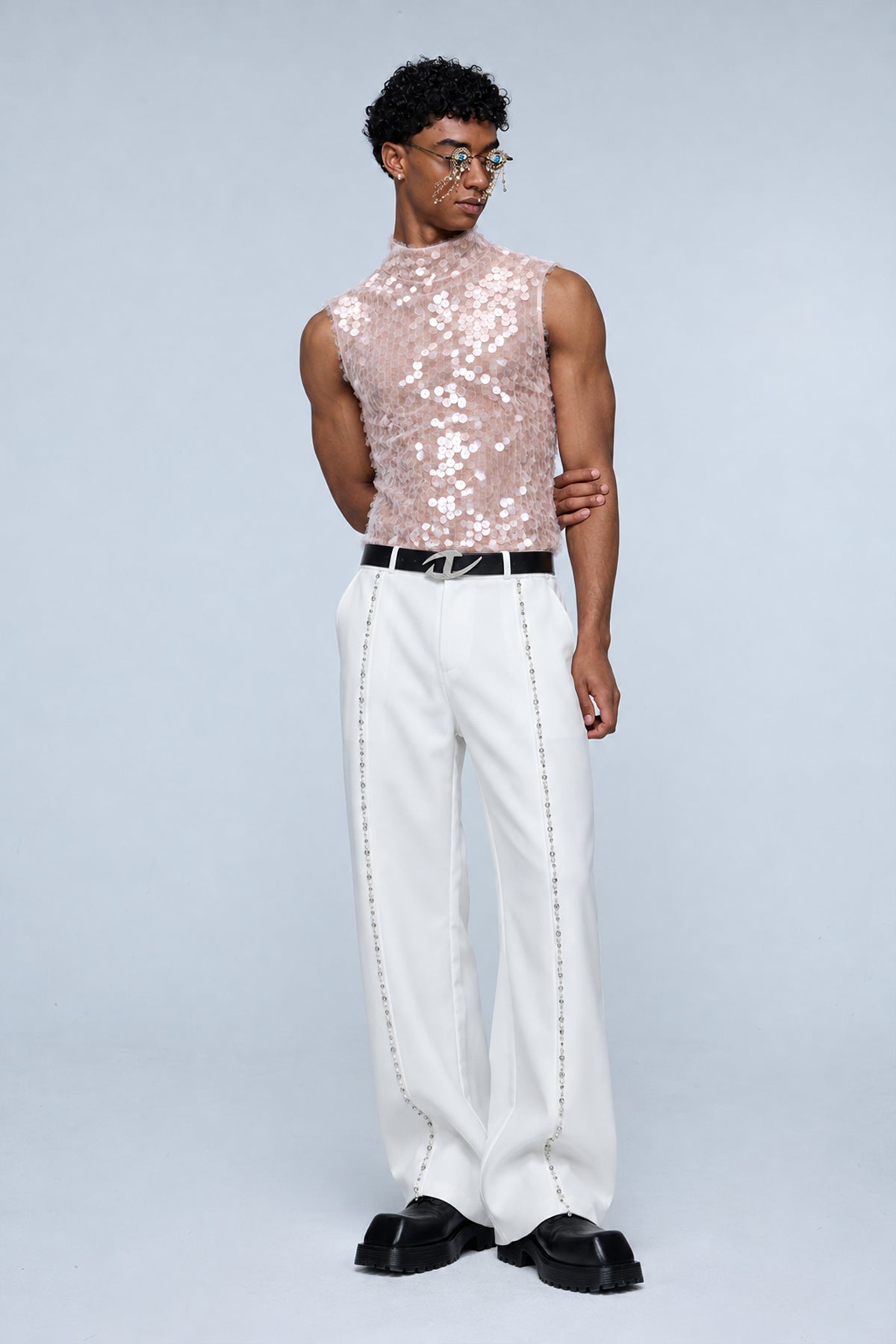Raw Resistance Sequin Sleeveless Top