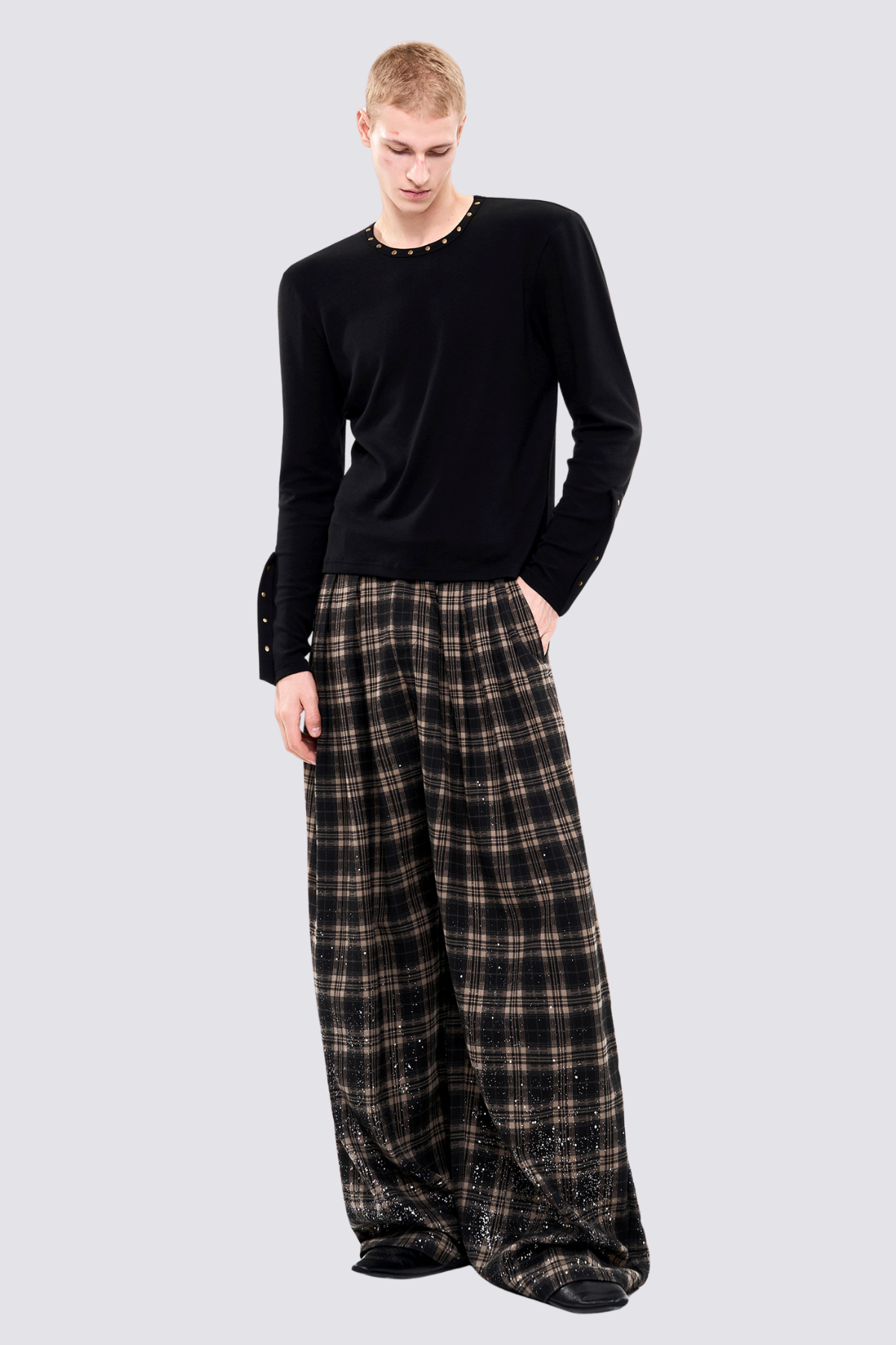 Raw Silence Rivet Long Sleeve Top Black