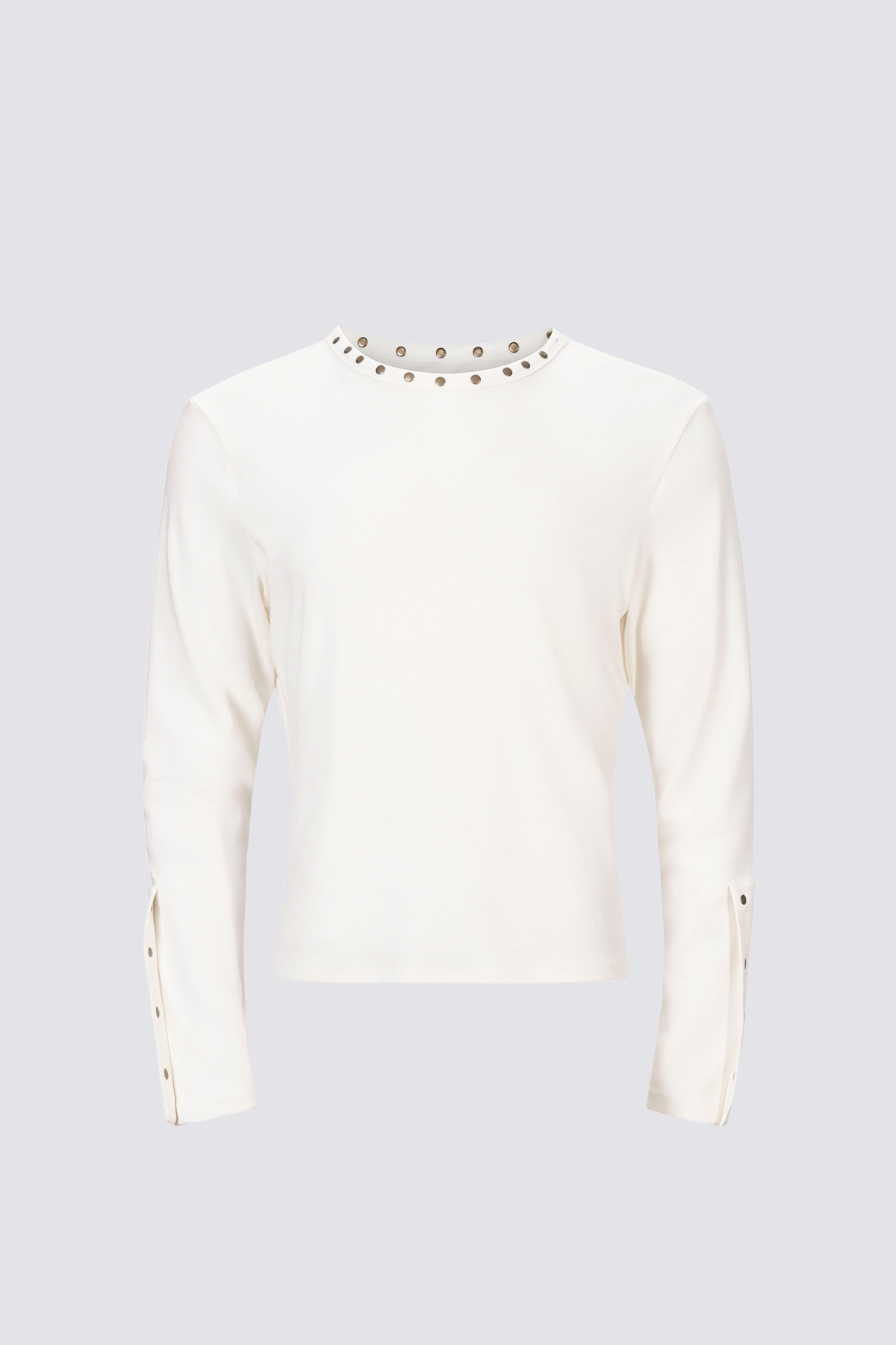 Raw Silence Rivet Long Sleeve Top White