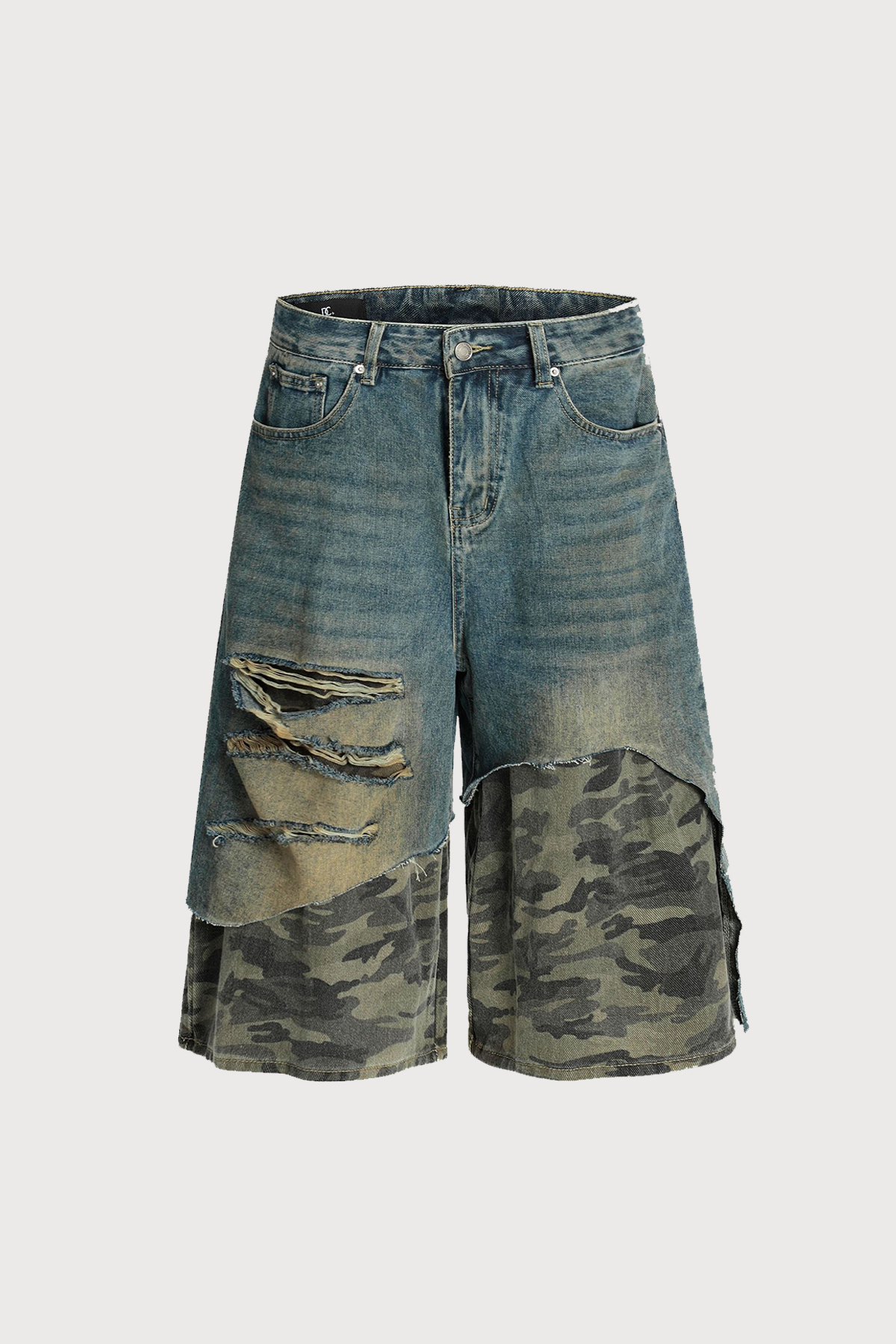 Raw Loop Ripped Short Jeans