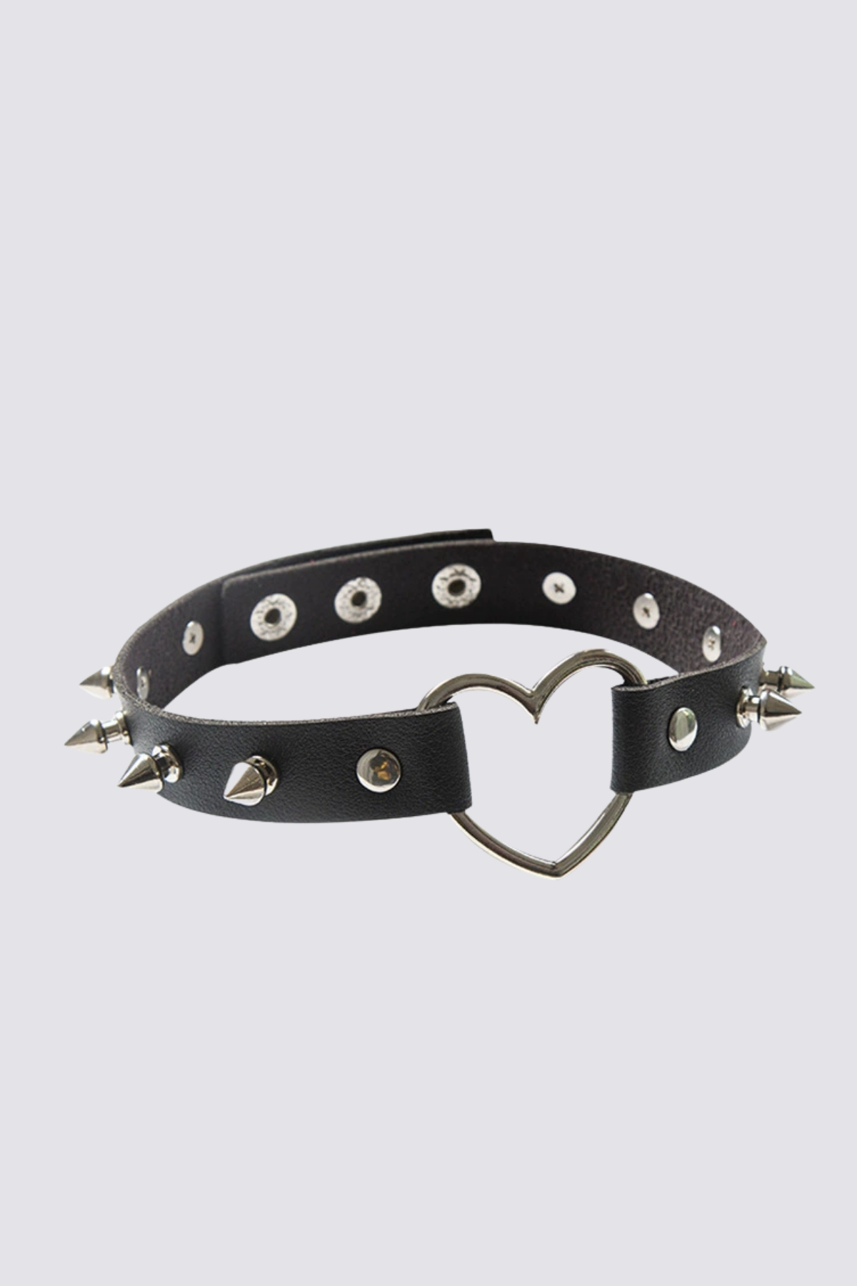 Raw Snare Heart Rivet Choker Black
