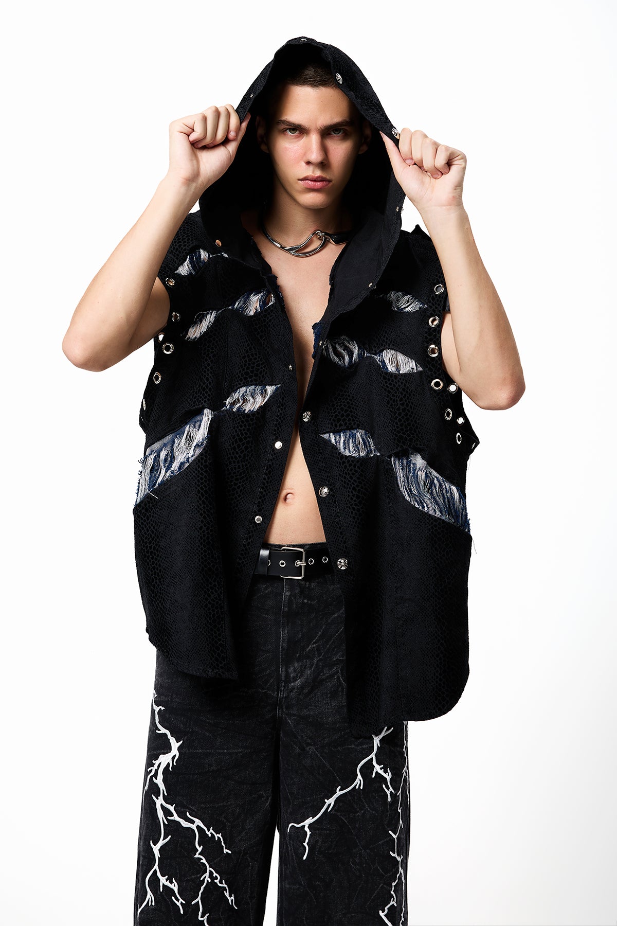 Rebel Badboy Ripped Hoodie Vest