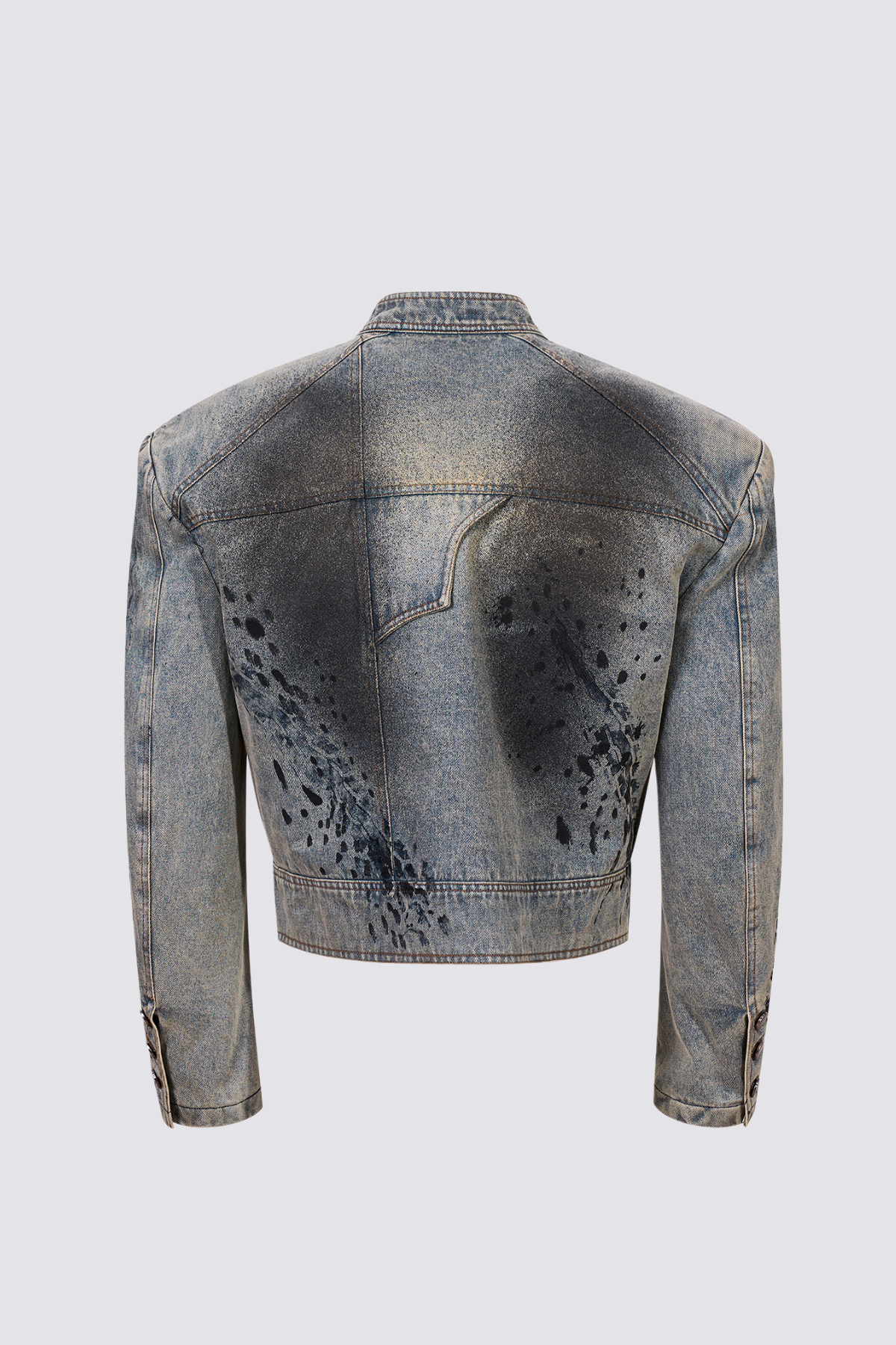 Rebel Wash Print Denim Crop Jacket