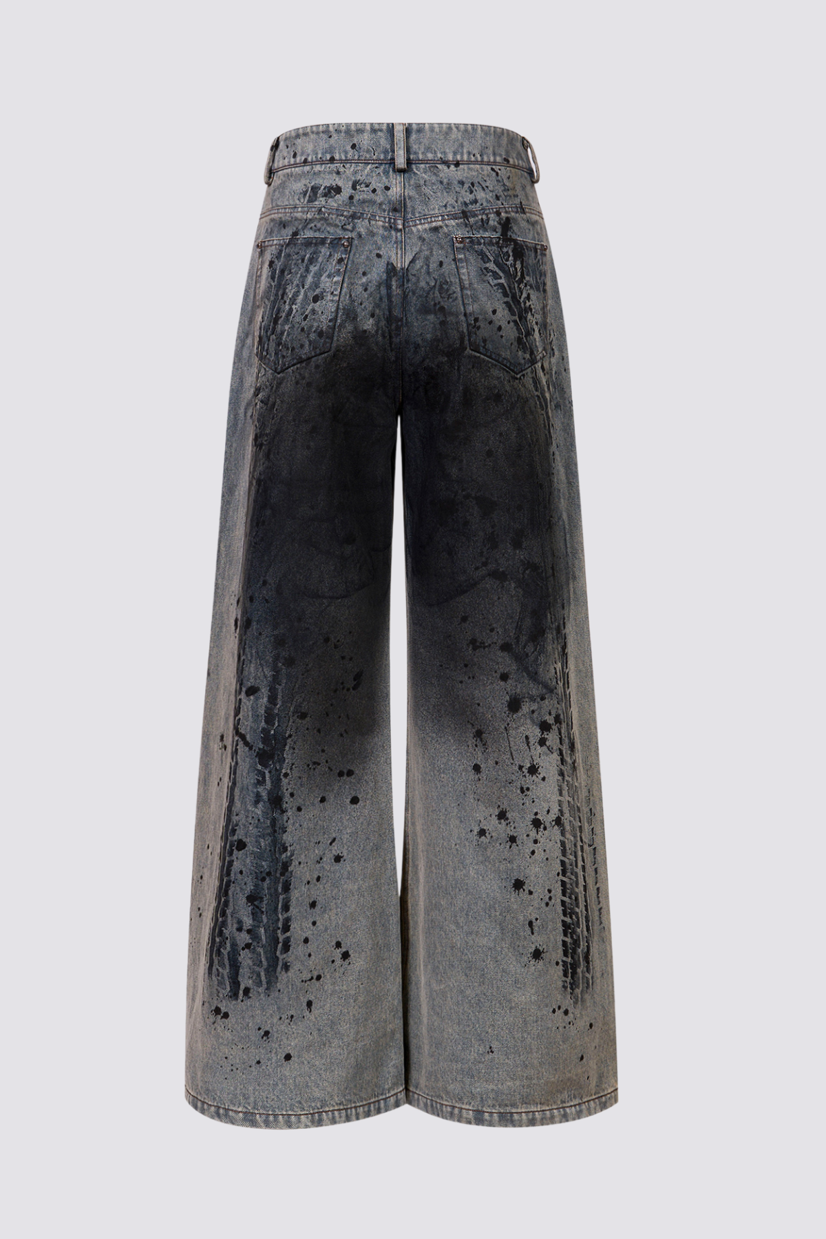 Rebel Wash Print Wide Leg Jeans