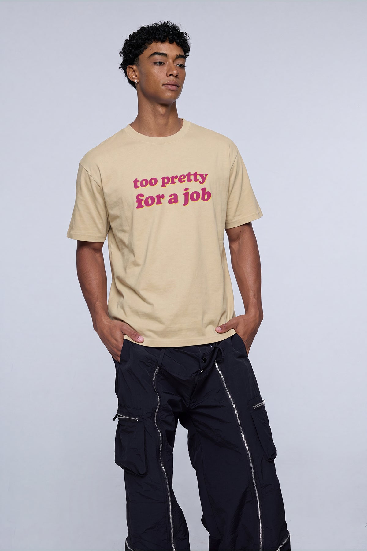 Rugged Mark Print T-Shirt Apricot