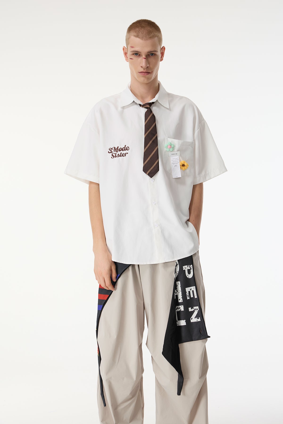 Sable Thread Embroidered Flower Shirts