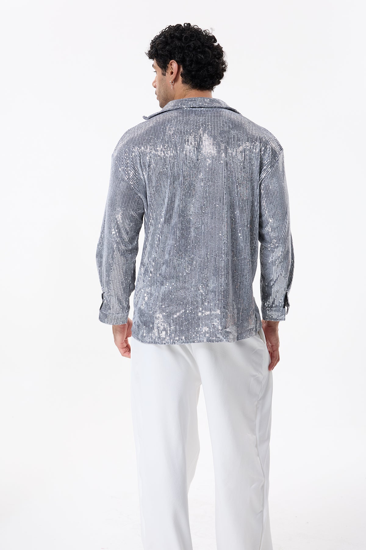 Sable Wrap V Neck Sequin Long Sleeve Shirt