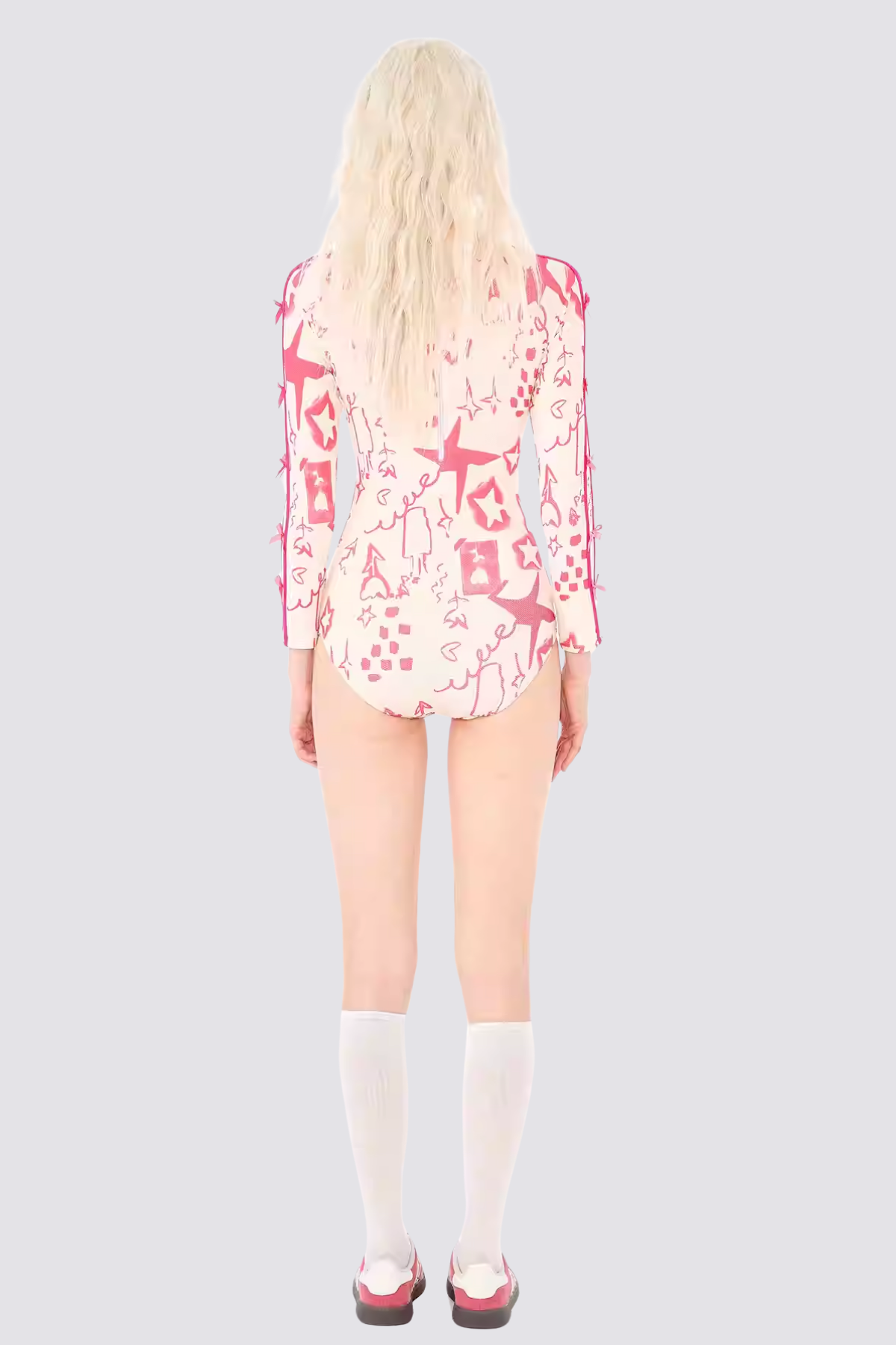 Satellite Pop Bow Print Long Sleeve Bodysuit