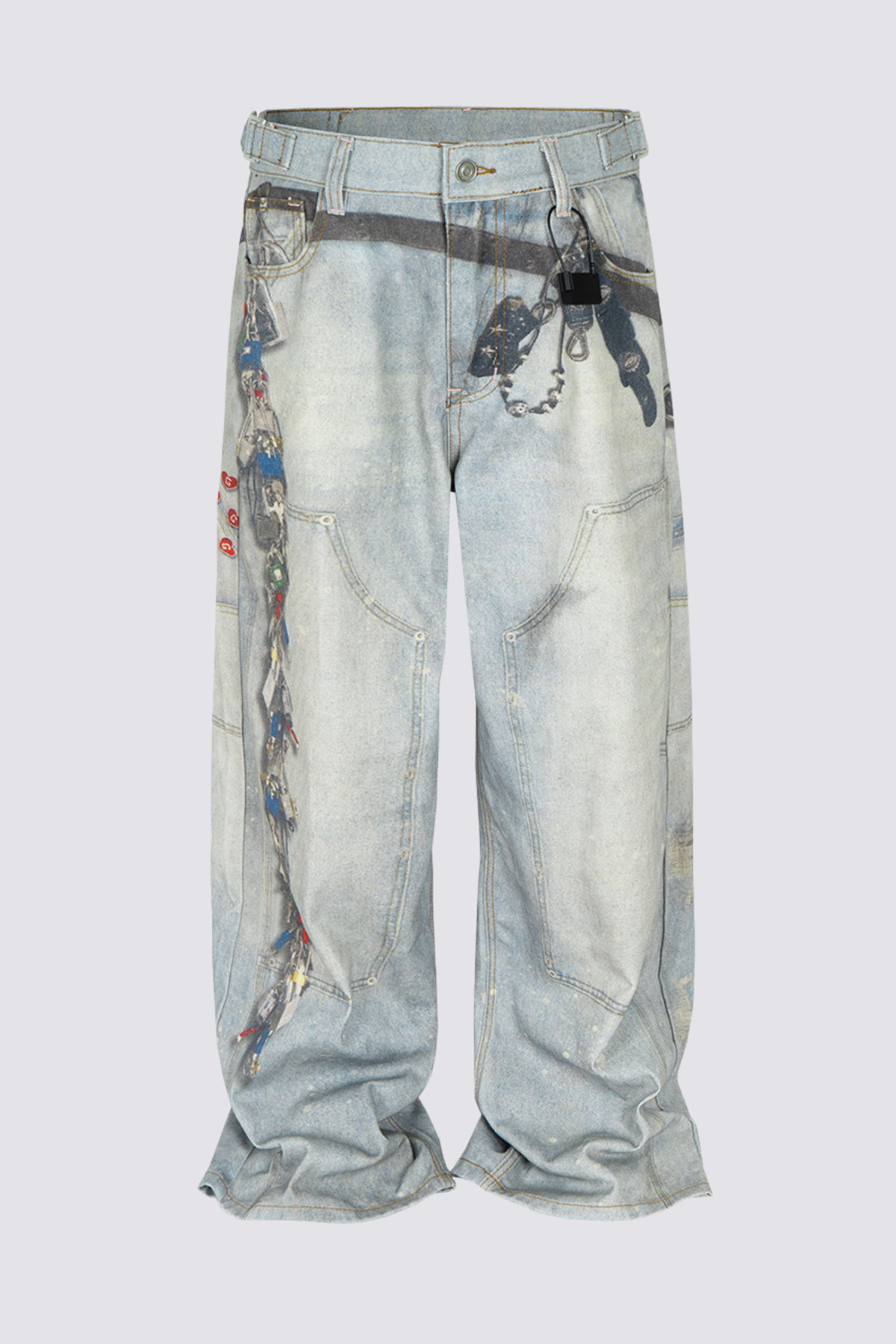 Scan Glitch Print Straight Jeans