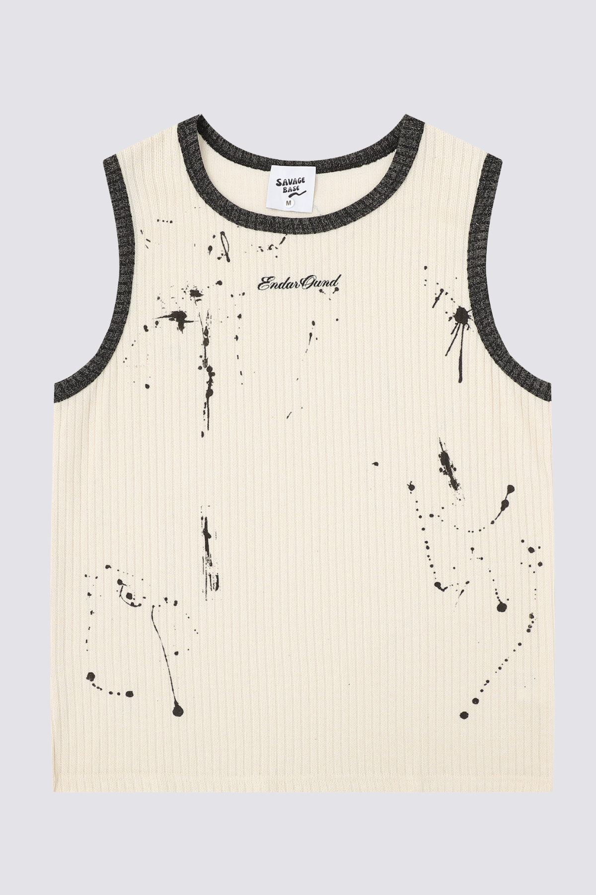 Screened Line Print Tank Top Beige
