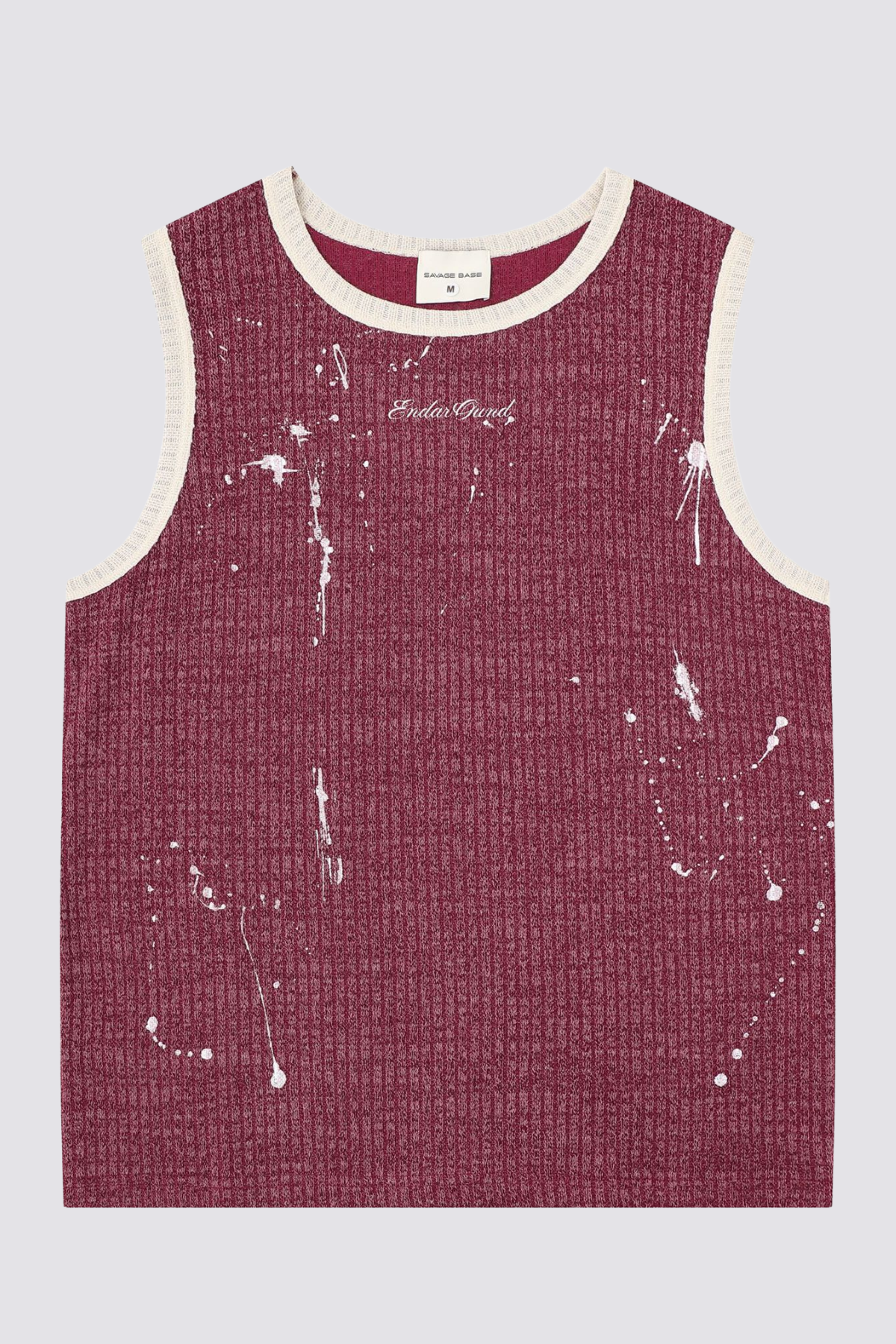 Screened Line Print Tank Top Red