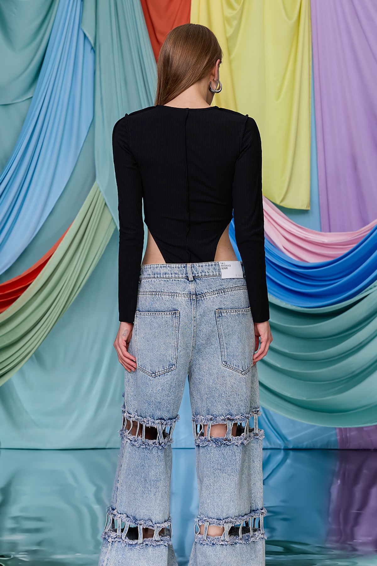 Seam Logic Lace Up Long Sleeve Bodysuit