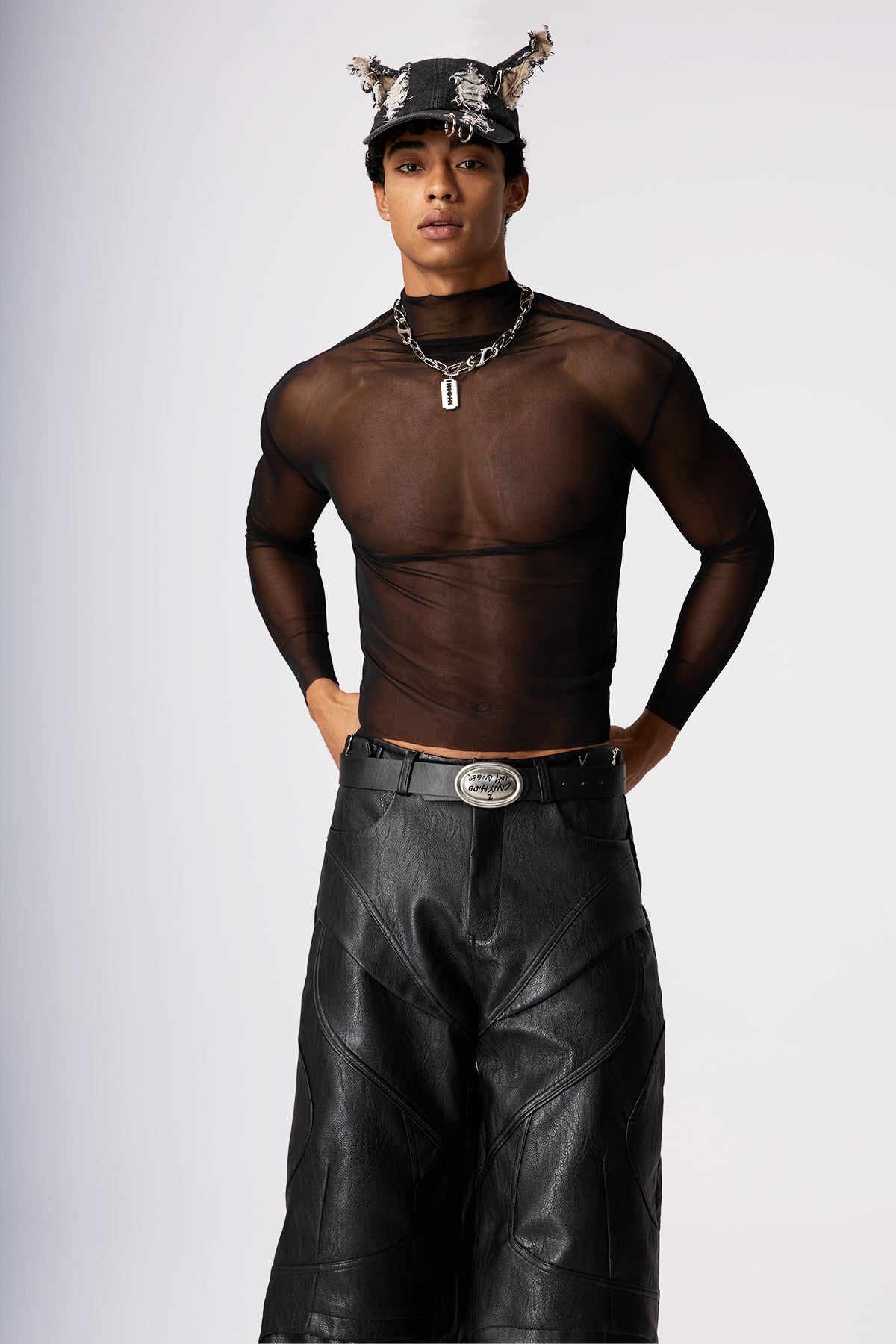 Second Skin High Neck Mesh Top