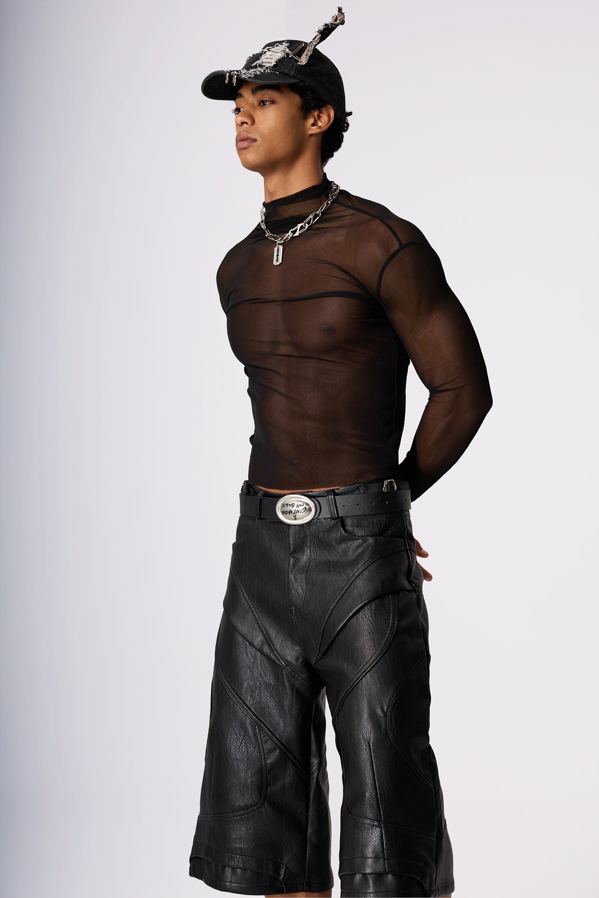 Second Skin High Neck Mesh Top