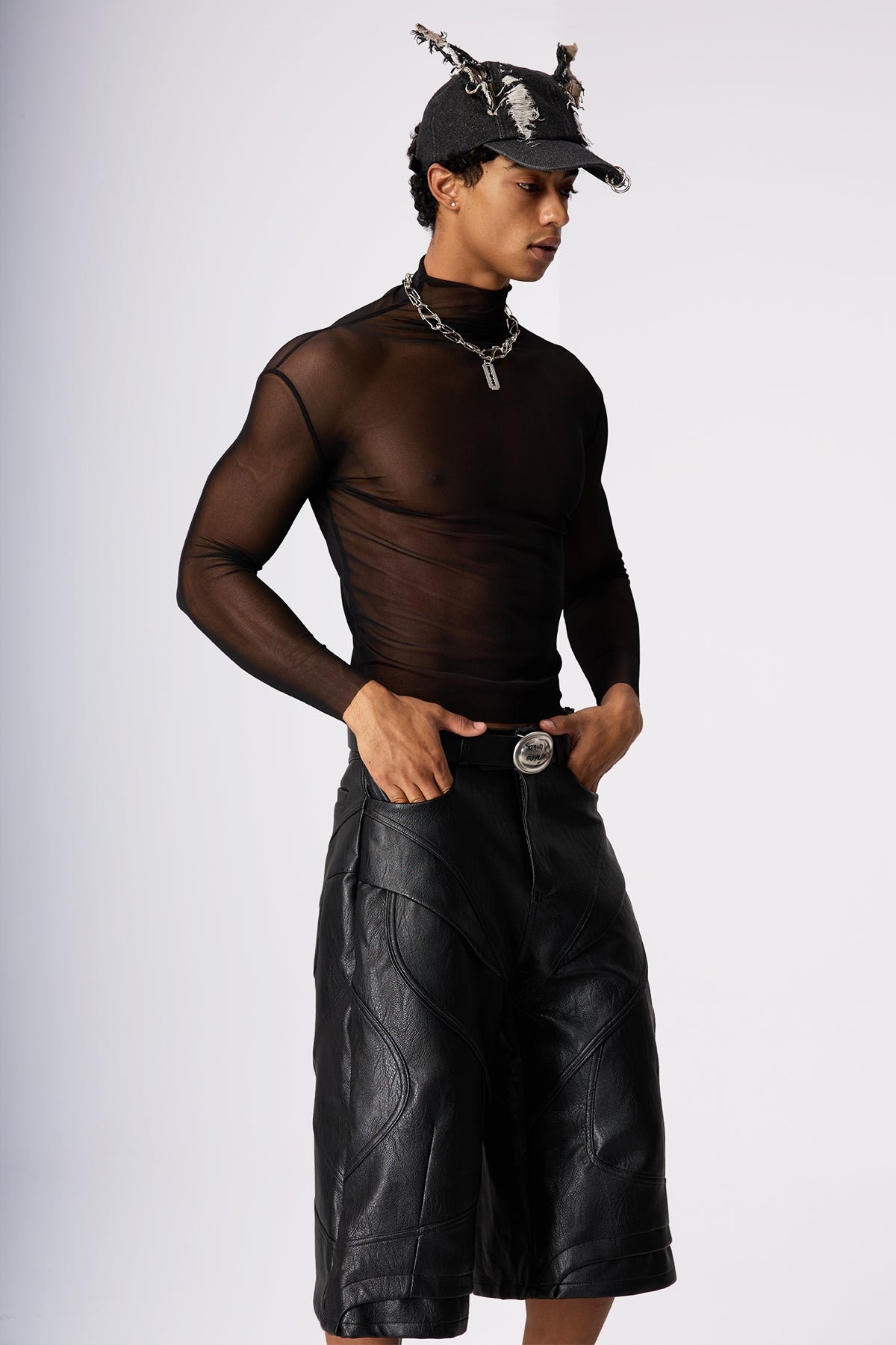 Second Skin High Neck Mesh Top