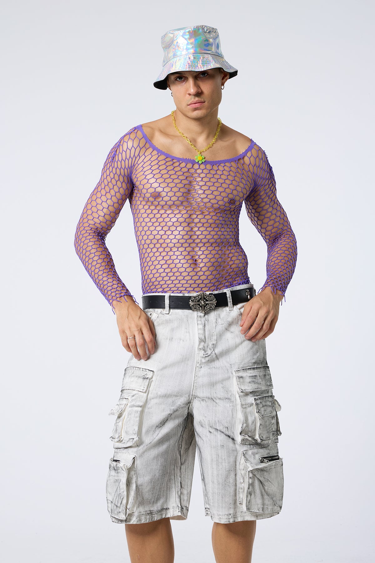 Secret Curve Cutout Long Sleeve Top Purple