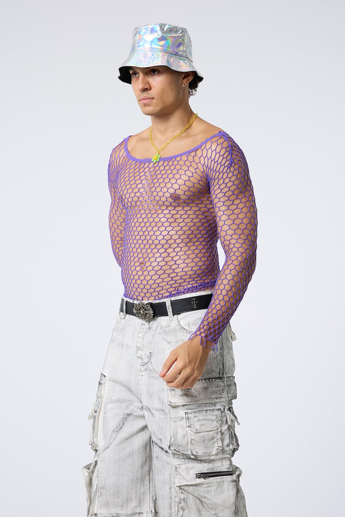 Secret Curve Cutout Long Sleeve Top Purple