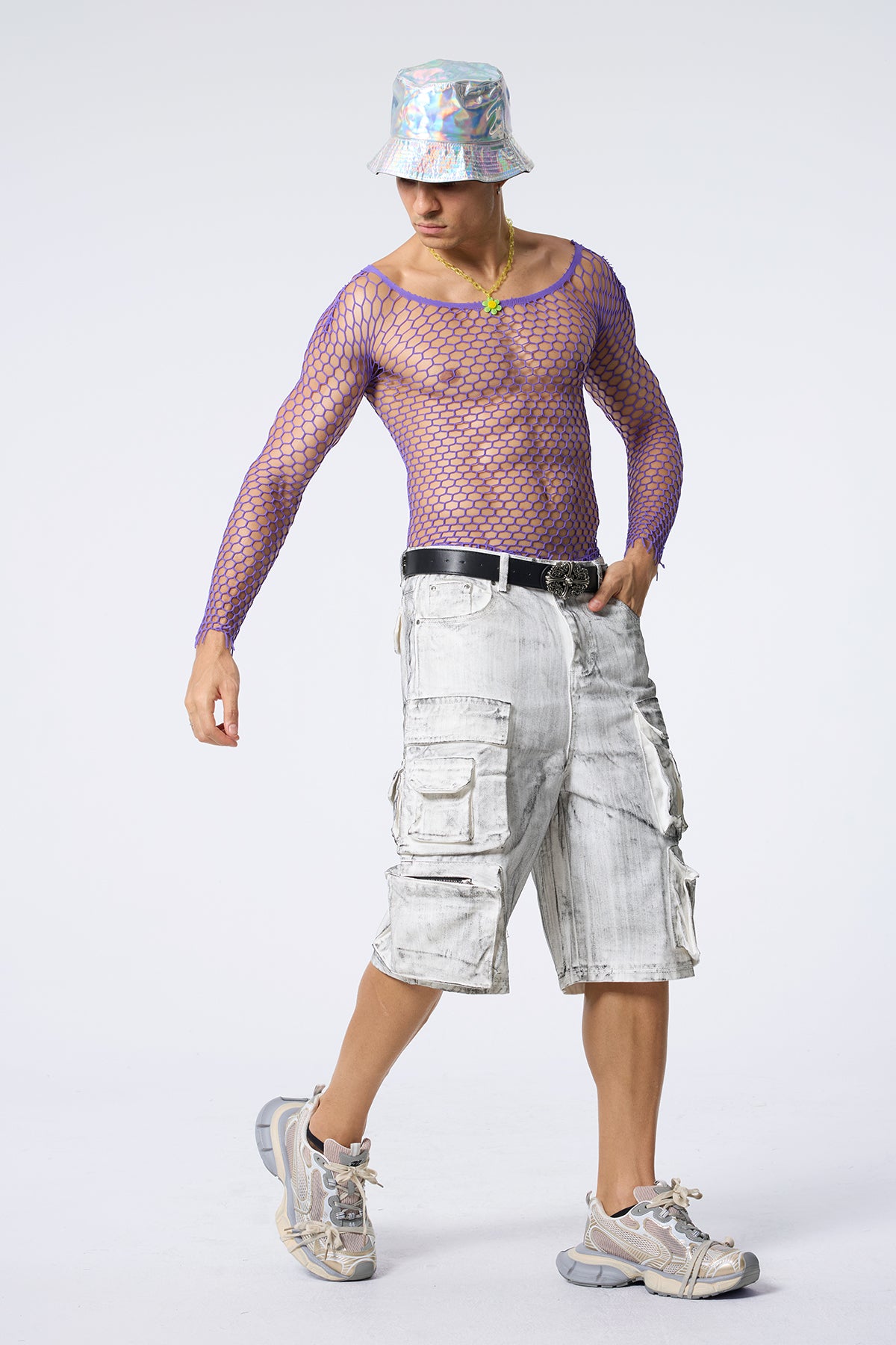 Secret Curve Cutout Long Sleeve Top Purple