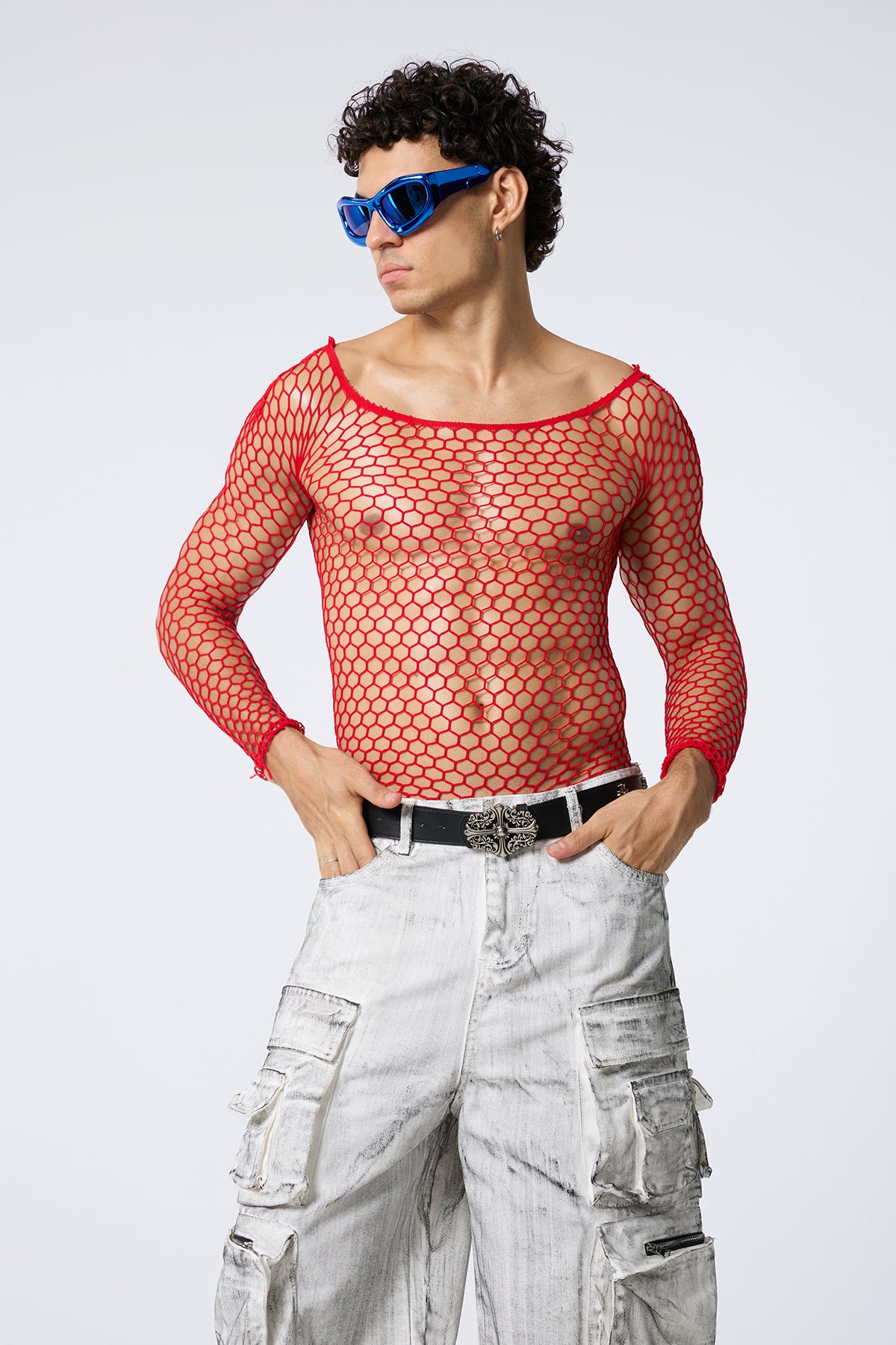 Secret Curve Cutout Long Sleeve Top Red