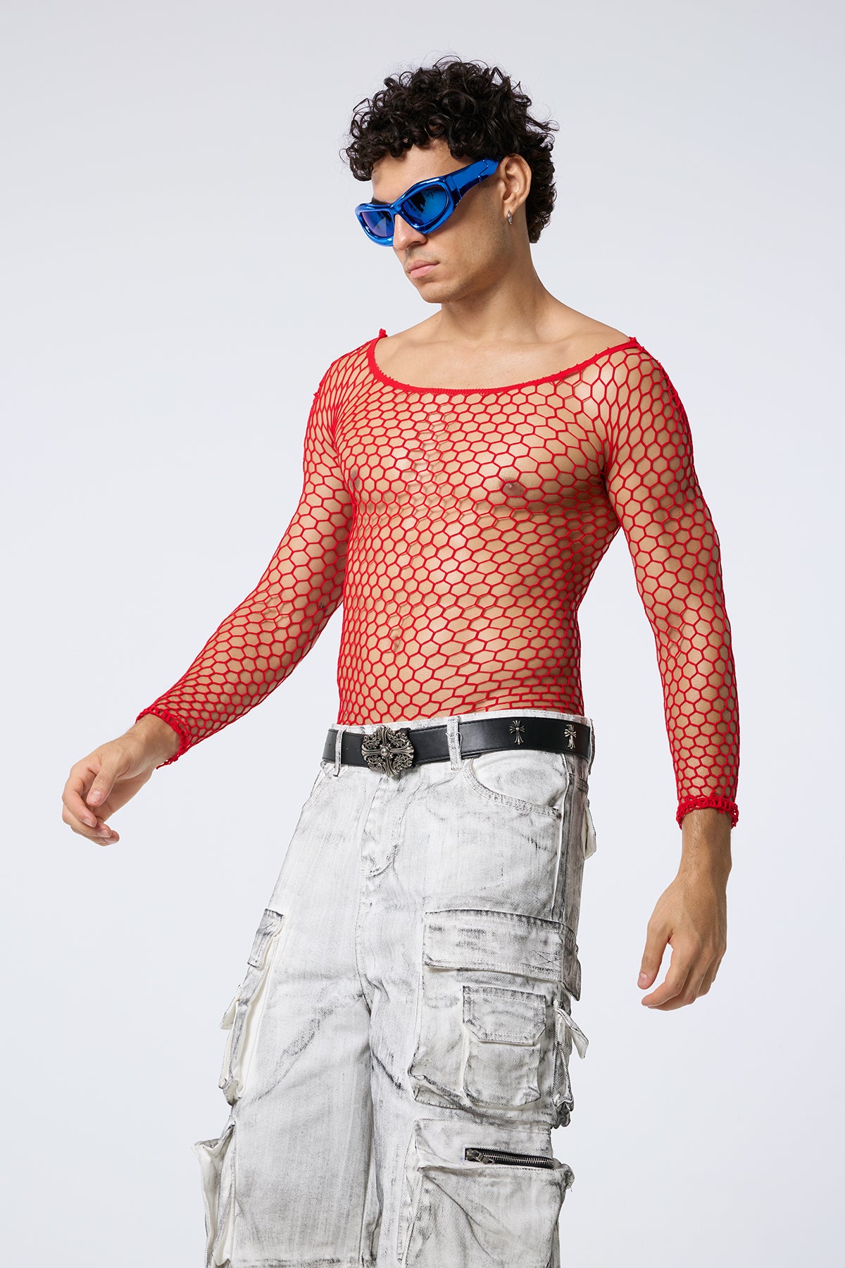 Secret Curve Cutout Long Sleeve Top Red